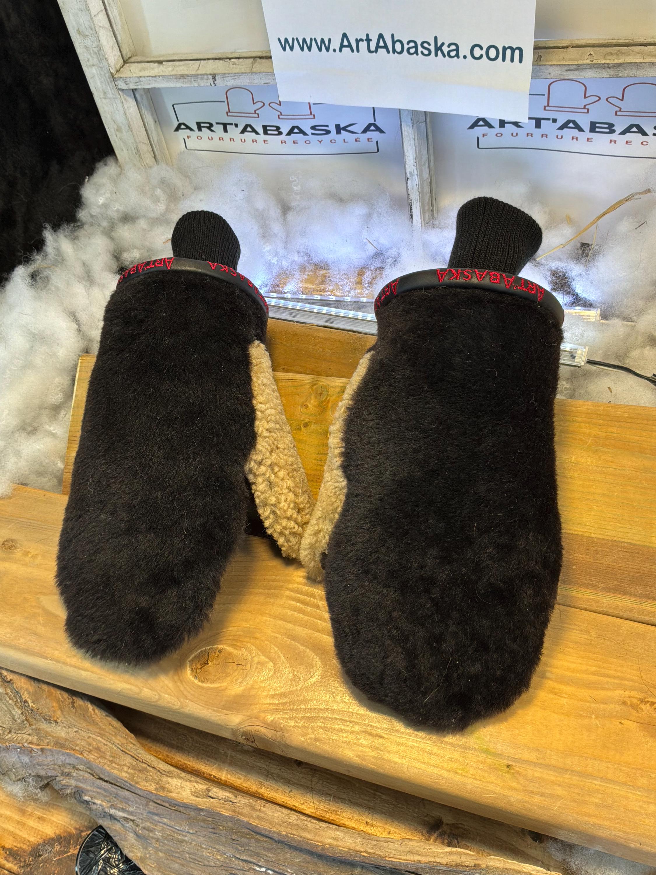 Mitaines de ville X-Large Anette en fourrure recyclée – Faites à la main au Québec – Légères, élégantes, confort urbain – ArtAbaska