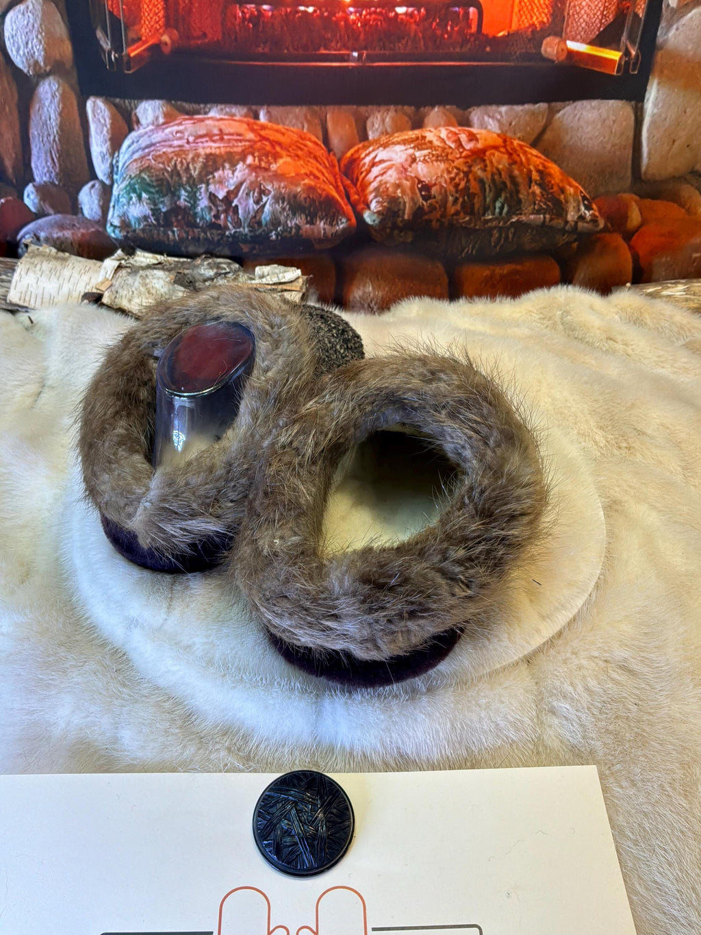 Slipper Sylvianne pointure 8 femme – Sherling italien & cuir recyclé, pièce unique faite à la main au Québec