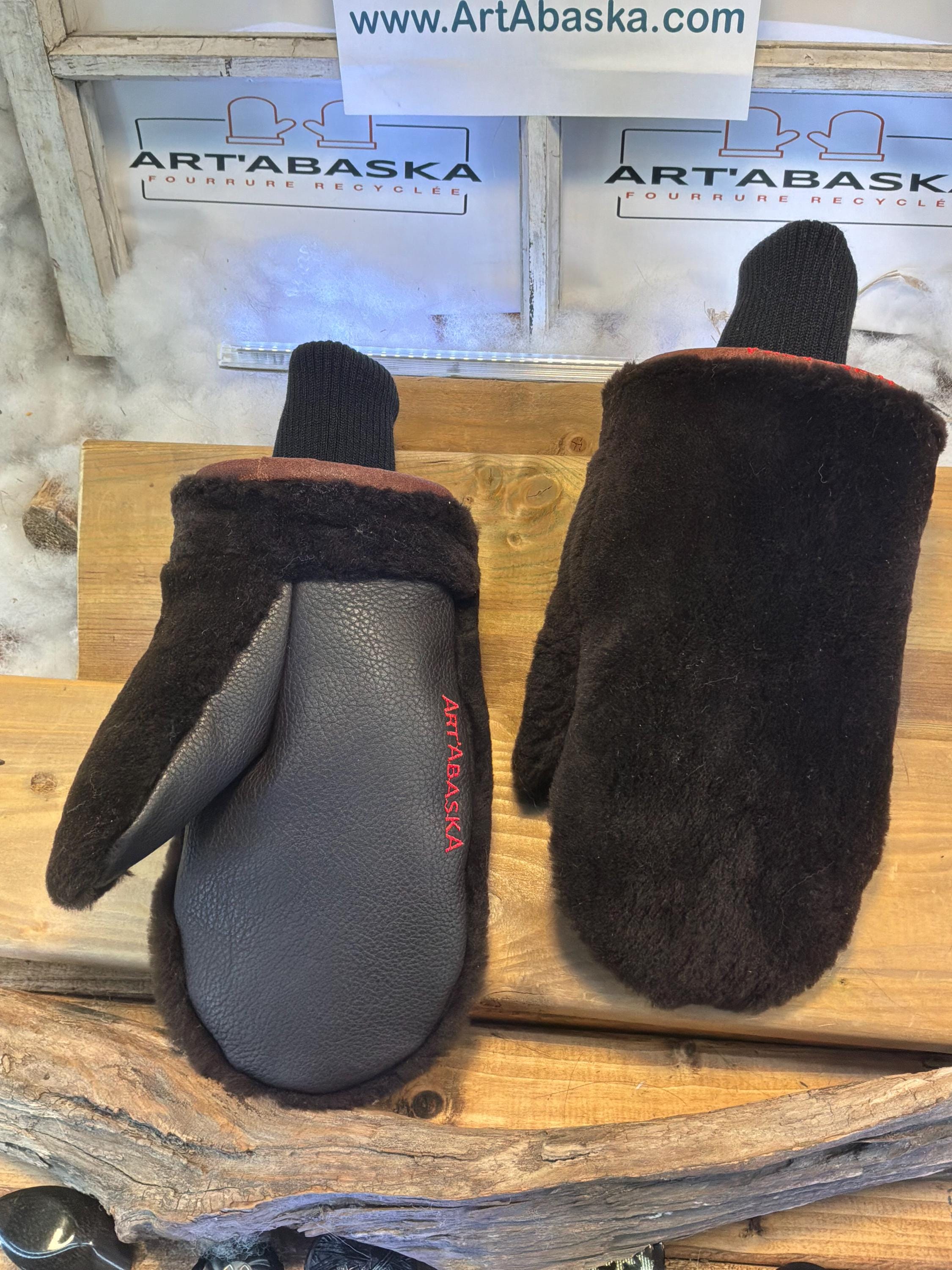 Mitaines de ville X-Large Rollande en fourrure recyclée – Faites à la main au Québec – Légères, élégantes, confort urbain – ArtAbaska