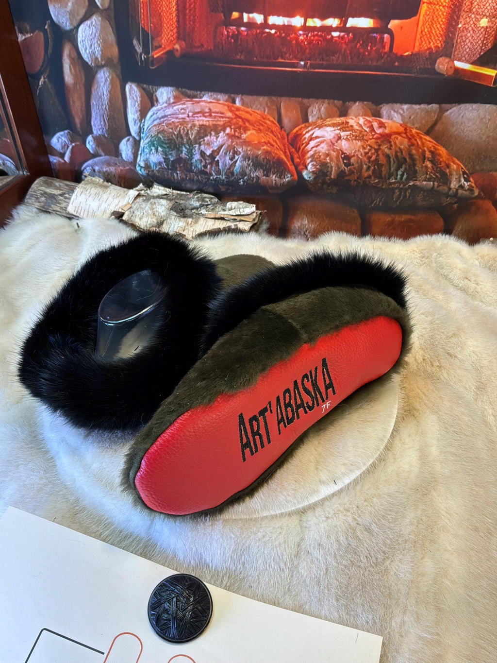 Slipper  Simonne pointure 8 femme – Sherling italien & cuir recyclé, pièce unique faite à la main au Québec