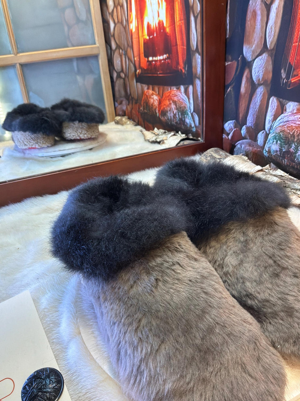 Slipper Alexandrine pointure 12 Homme – Sherling italien & cuir recyclé, pièce unique faite à la main au Québec
