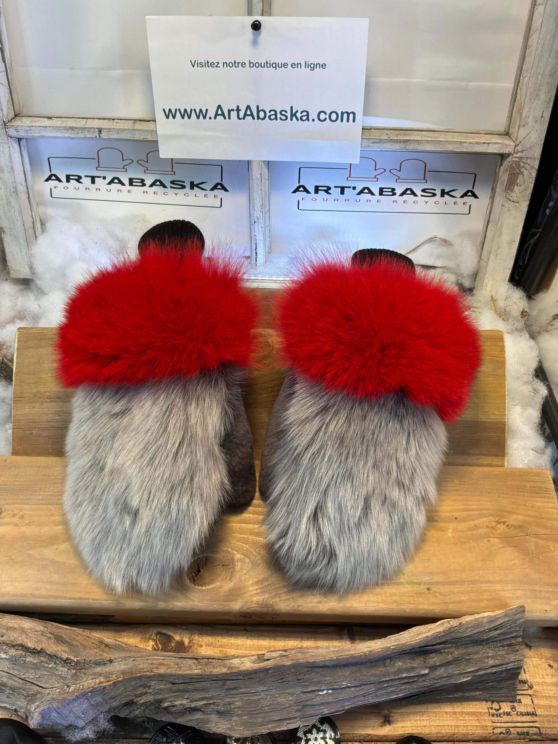 Mitaines de ville Medium Émilia en fourrure recyclée – Faites à la main au Québec – Légères, élégantes, confort urbain – ArtAbaska