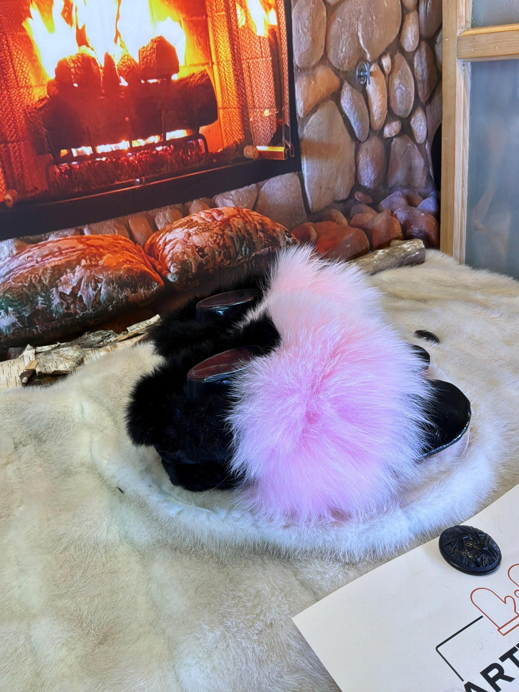 Slipper Fidélia pointure 8 femme – Sherling italien & cuir recyclé, pièce unique faite à la main au Québec