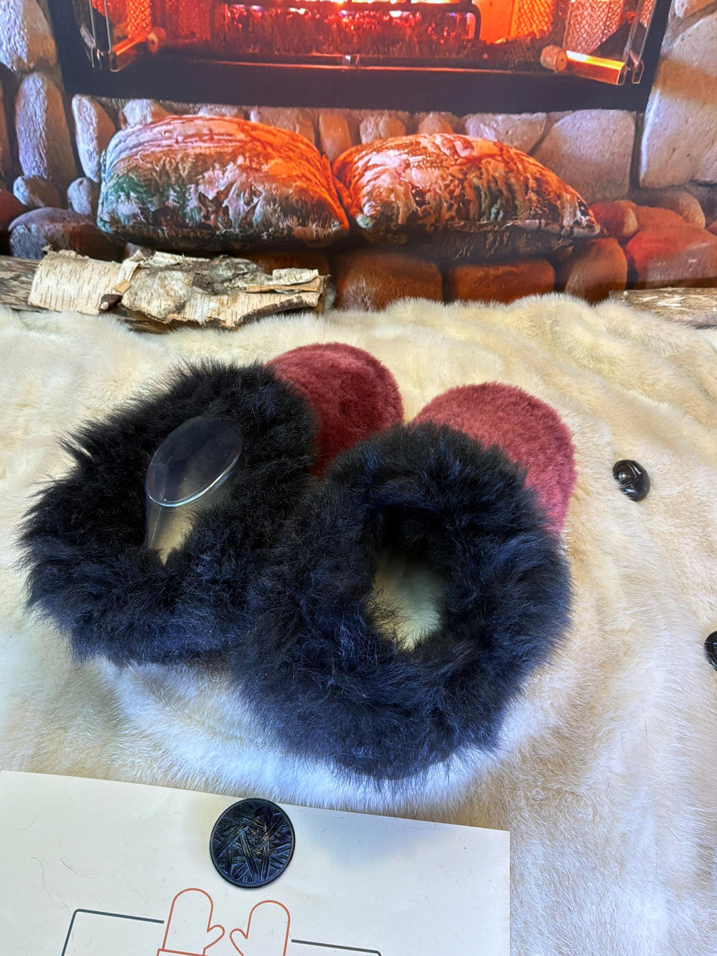Slipper Lydia pointure 10 femme – Sherling italien & cuir recyclé, pièce unique faite à la main au Québec