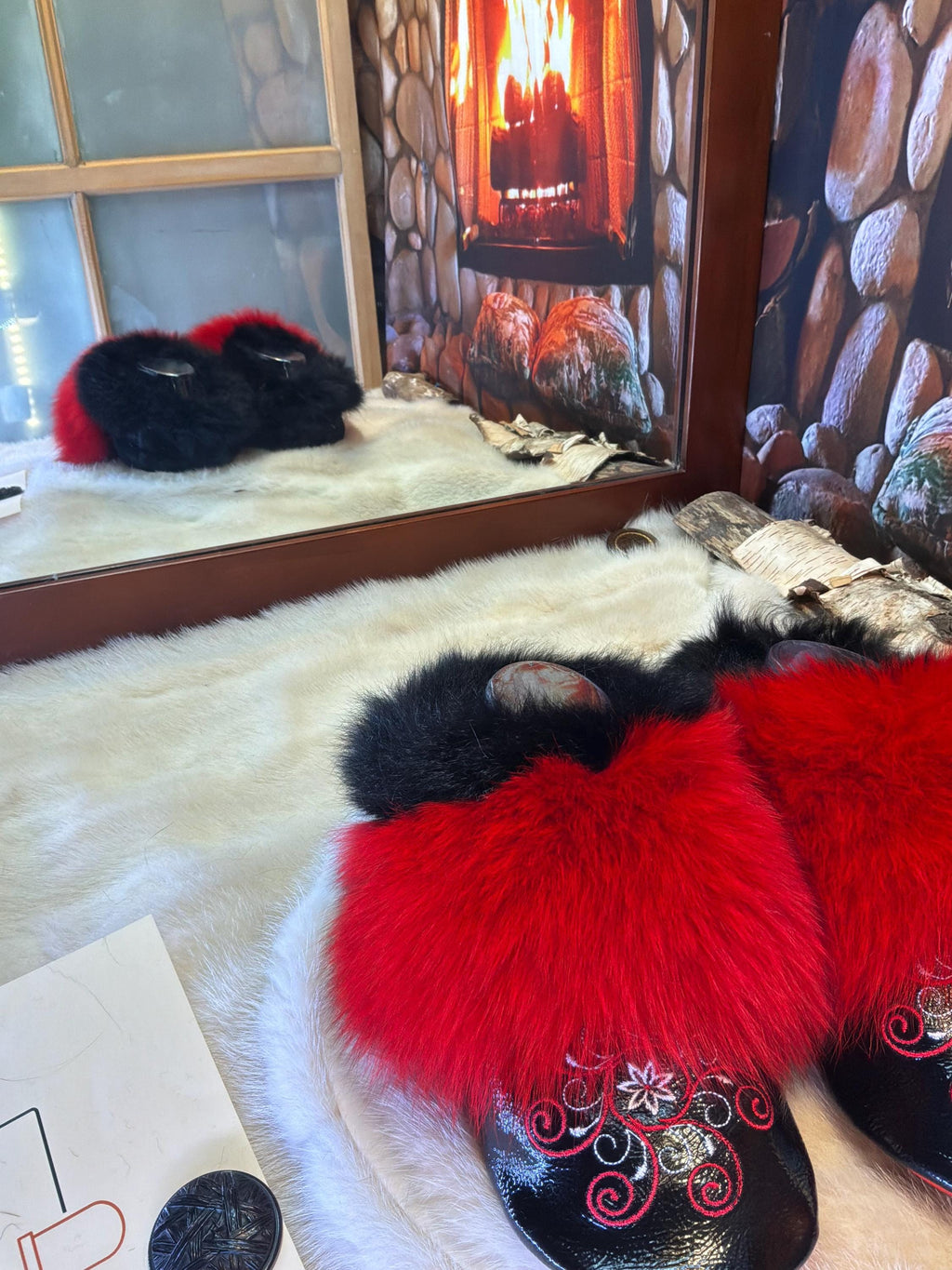 Slipper Lisette pointure 8 femme – Sherling italien & cuir recyclé, pièce unique faite à la main au Québec