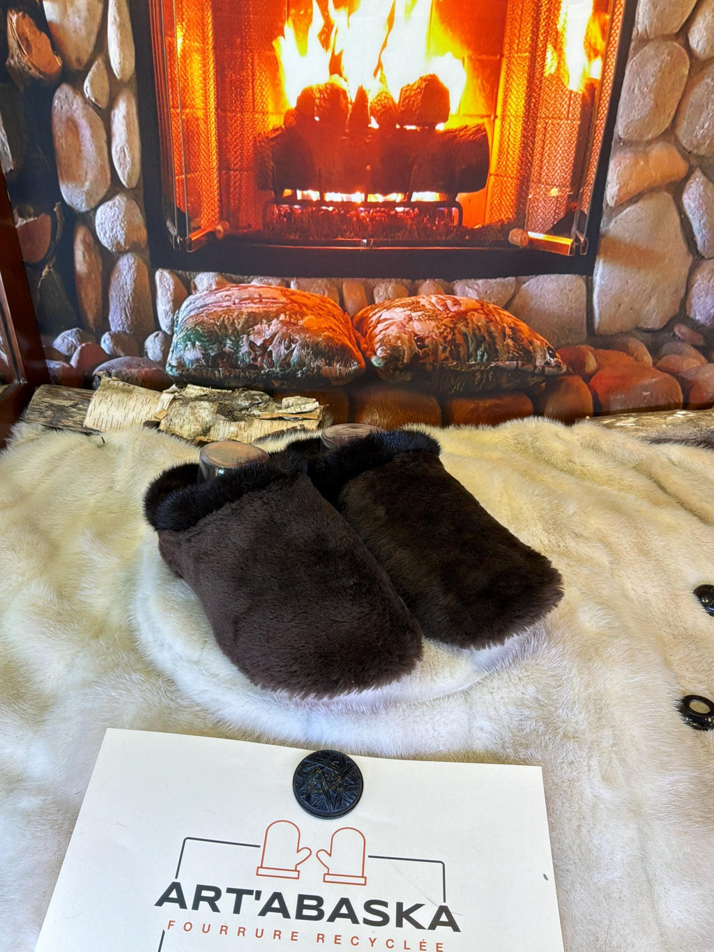 Slipper Simone pointure 8 femme – Sherling italien & cuir recyclé, pièce unique faite à la main au Québec