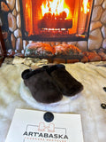 Slipper Simone pointure 8 femme – Sherling italien & cuir recyclé, pièce unique faite à la main au Québec