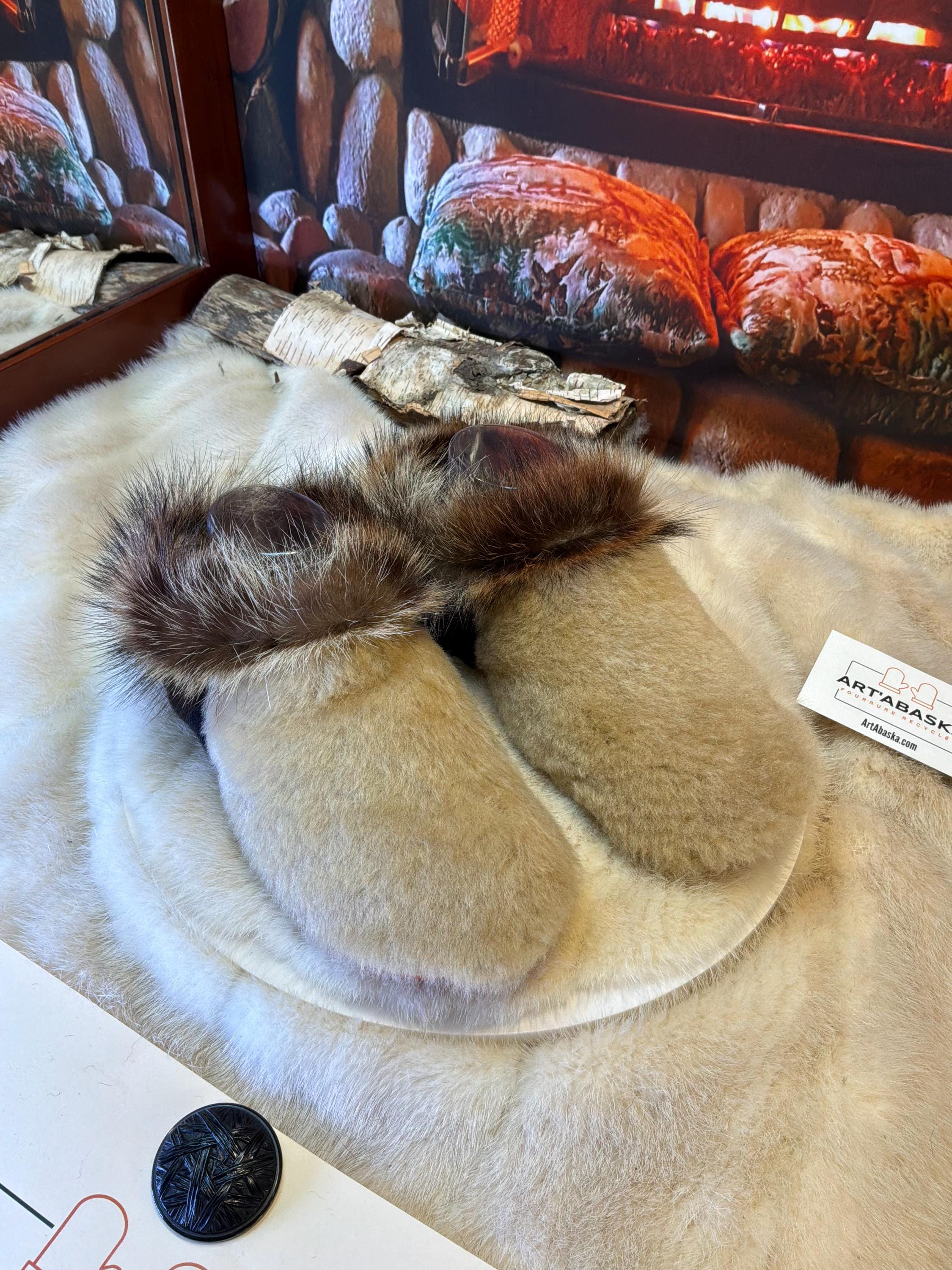 Slipper Palmira pointure 6 femme – Sherling italien & cuir recyclé, pièce unique faite à la main au Québec