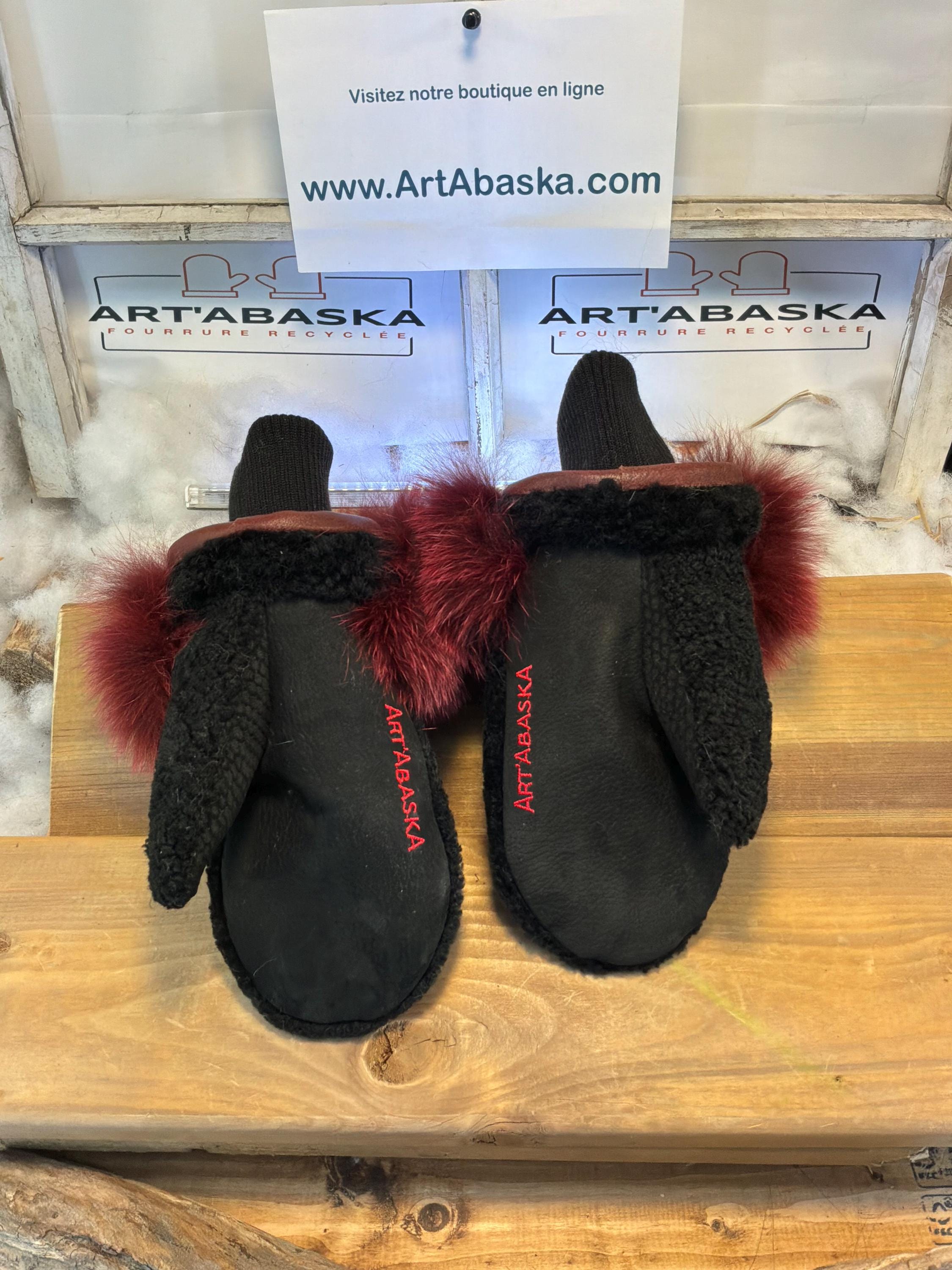 Mitaines de ville Medium Catherine en fourrure recyclée – Faites à la main au Québec – Légères, élégantes, confort urbain – ArtAbaska