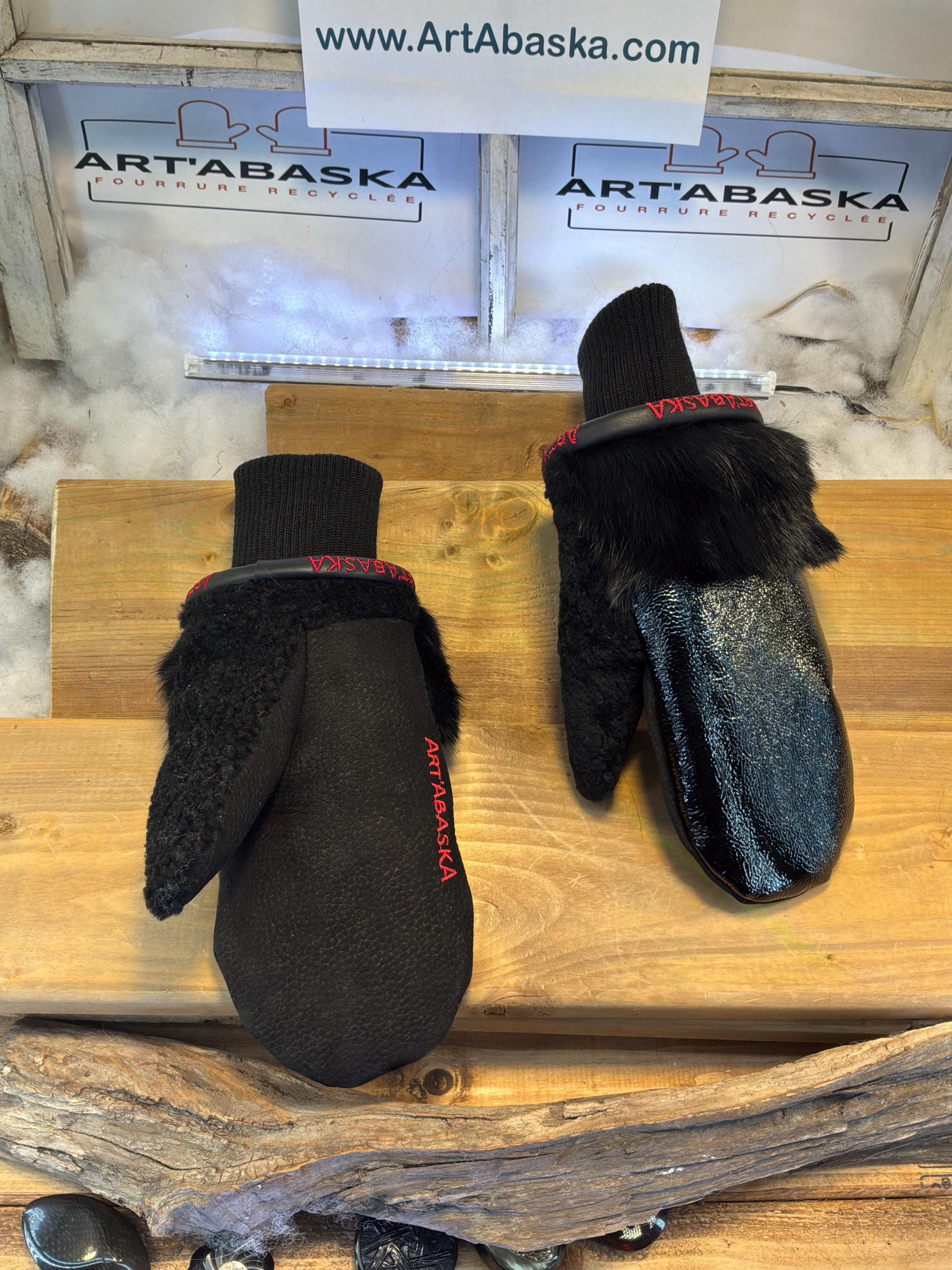 Mitaines de ville Medium Raymonde en fourrure recyclée – Faites à la main au Québec – Légères, élégantes, confort urbain – ArtAbaska