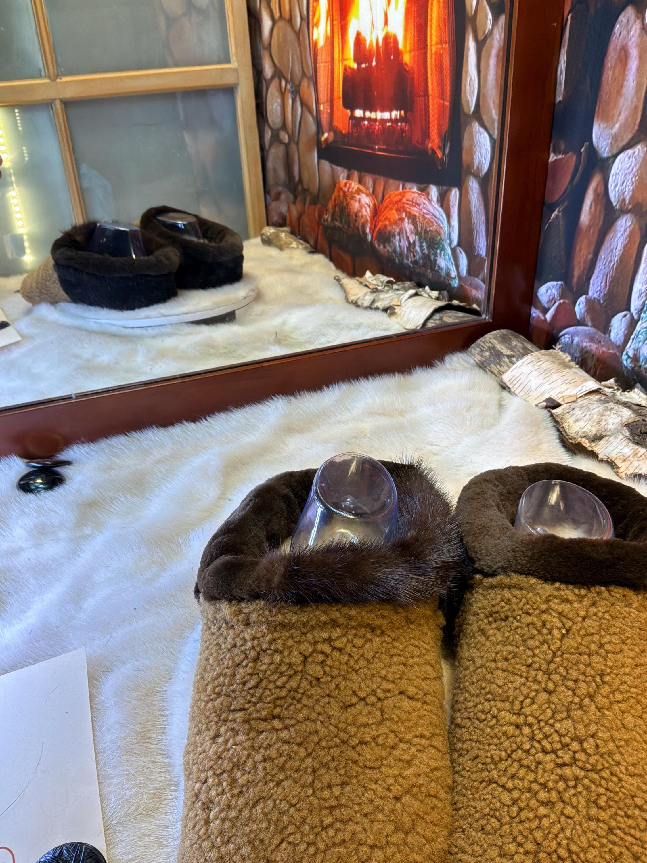 Slipper Gaétane pointure 10 femme – Sherling italien & cuir recyclé, pièce unique faite à la main au Québec