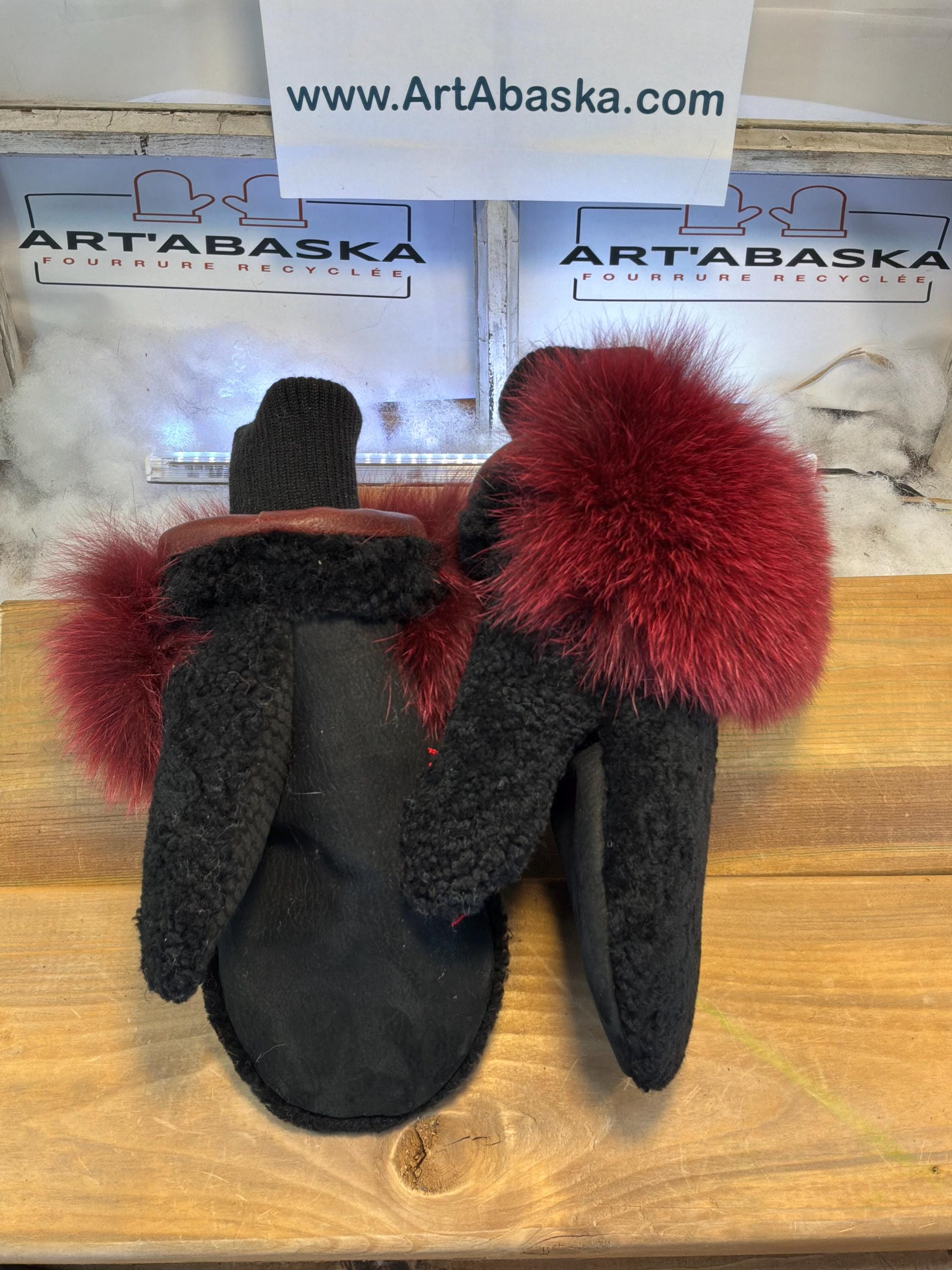 Mitaines de ville Medium Catherine en fourrure recyclée – Faites à la main au Québec – Légères, élégantes, confort urbain – ArtAbaska