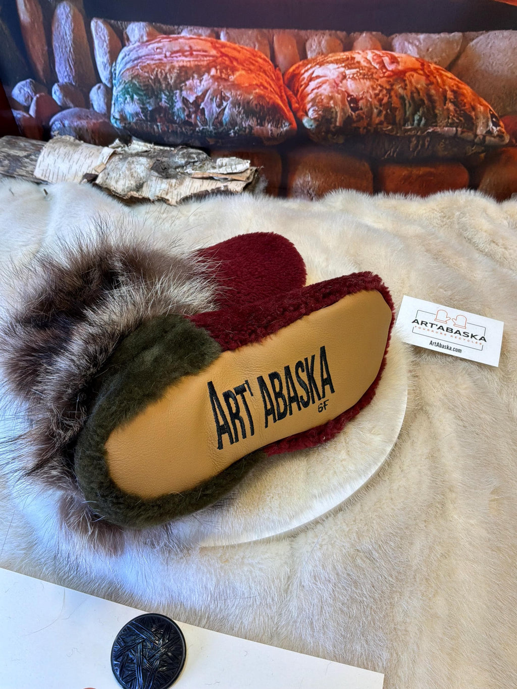Slipper Yvette pointure 6 femme – Sherling italien & cuir recyclé, pièce unique faite à la main au Québec
