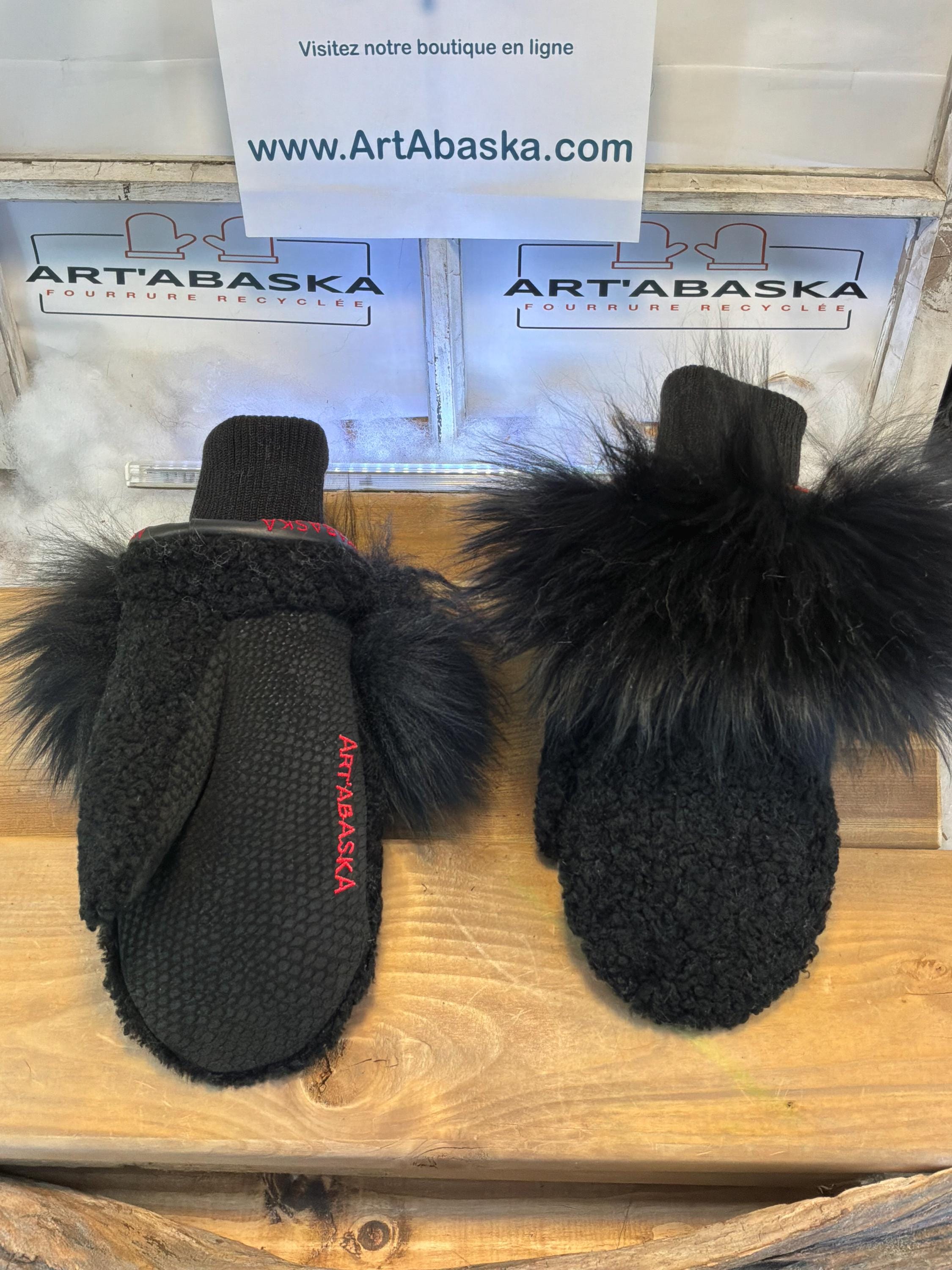 Mitaines de ville Medium Andrée en fourrure recyclée – Faites à la main au Québec – Légères, élégantes, confort urbain – ArtAbaska
