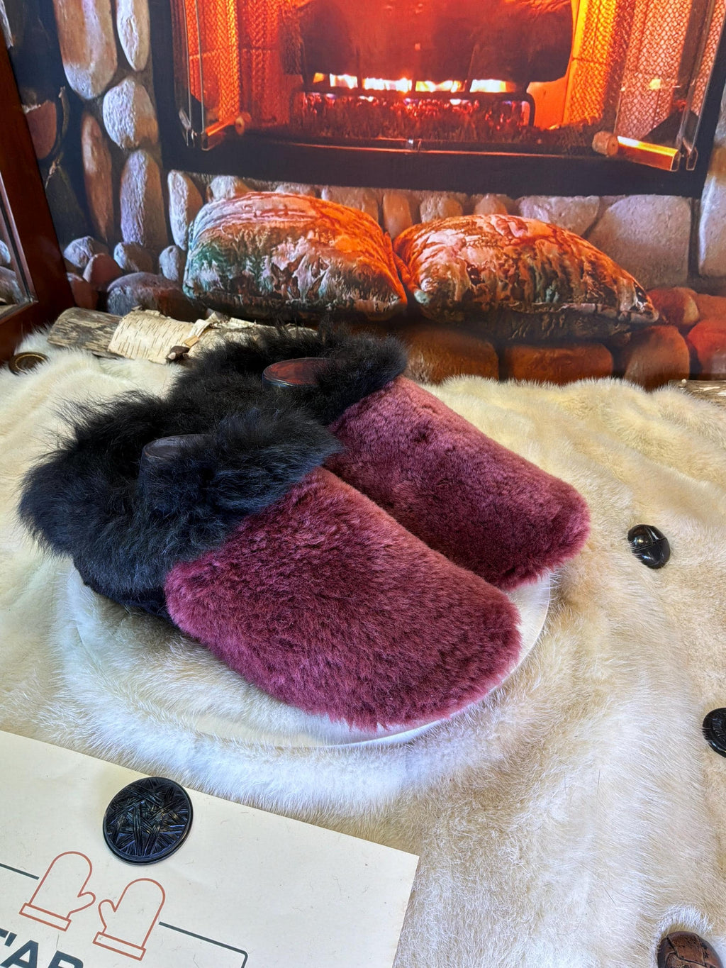 Slipper Lydia pointure 10 femme – Sherling italien & cuir recyclé, pièce unique faite à la main au Québec