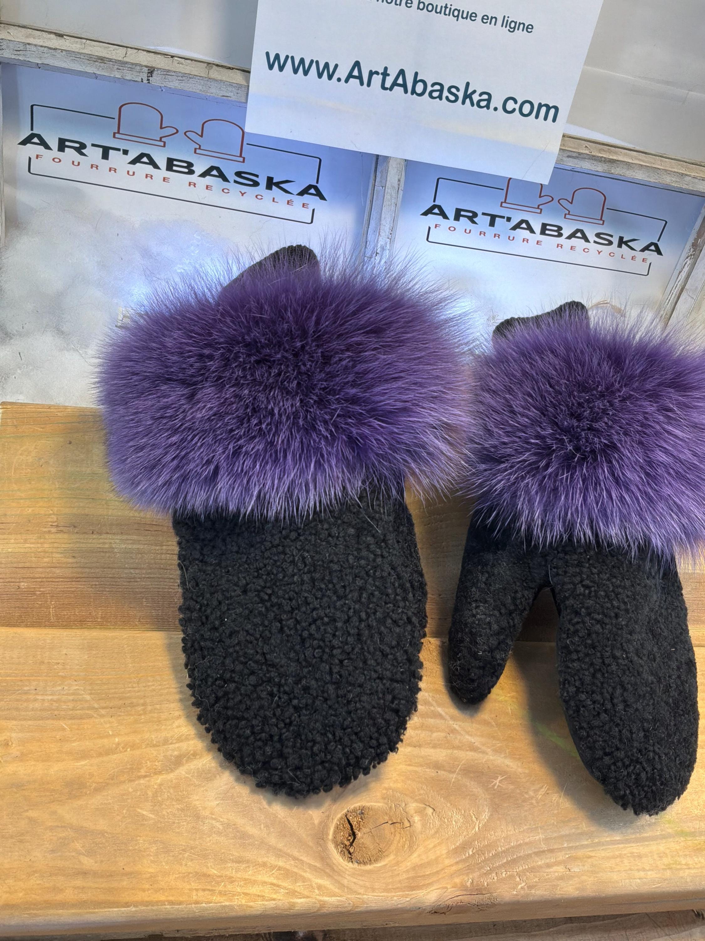 Mitaines de ville Medium Raymonde en fourrure recyclée – Faites à la main au Québec – Légères, élégantes, confort urbain – ArtAbaska