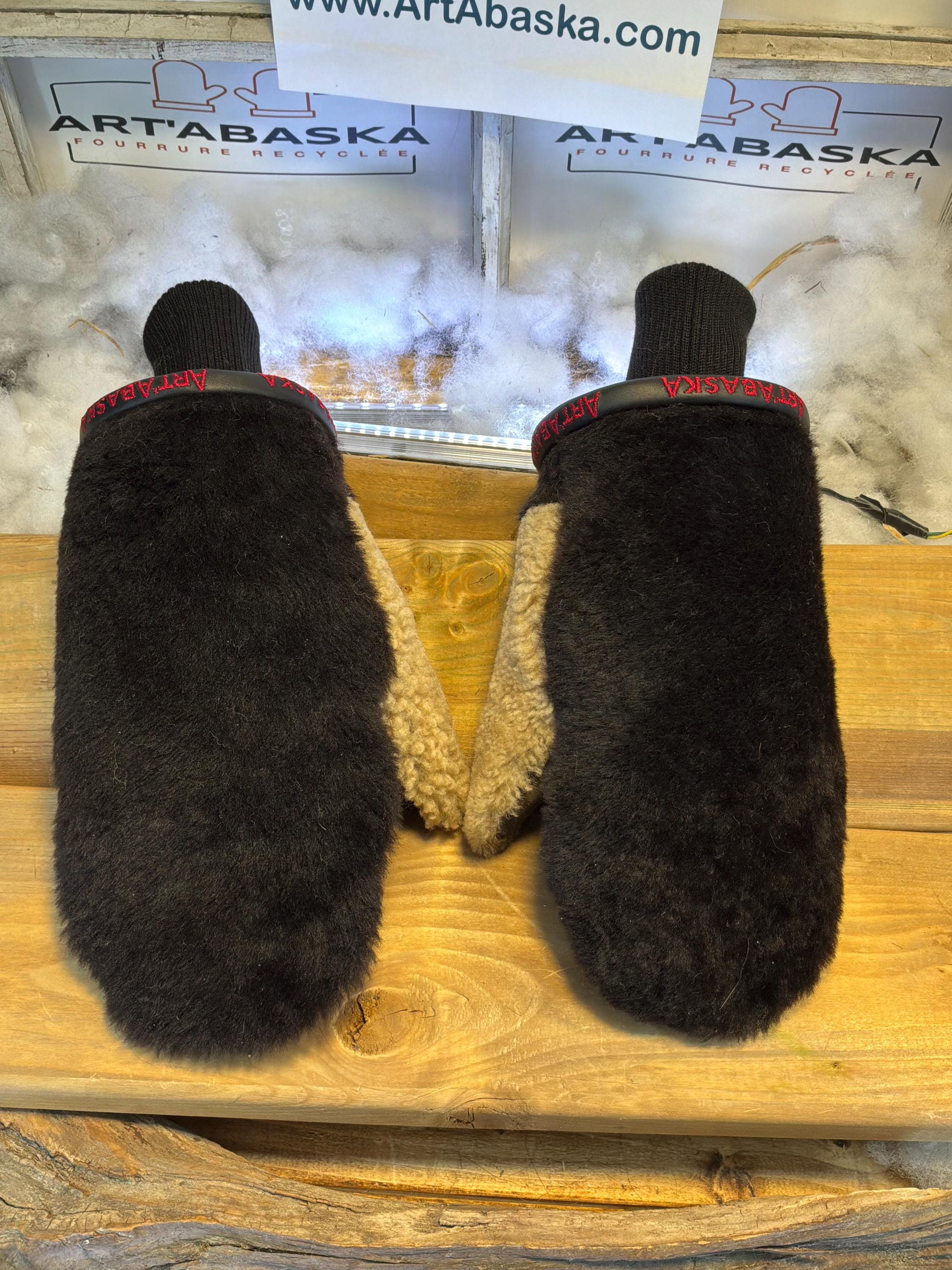 Mitaines de ville X-Large Anette en fourrure recyclée – Faites à la main au Québec – Légères, élégantes, confort urbain – ArtAbaska
