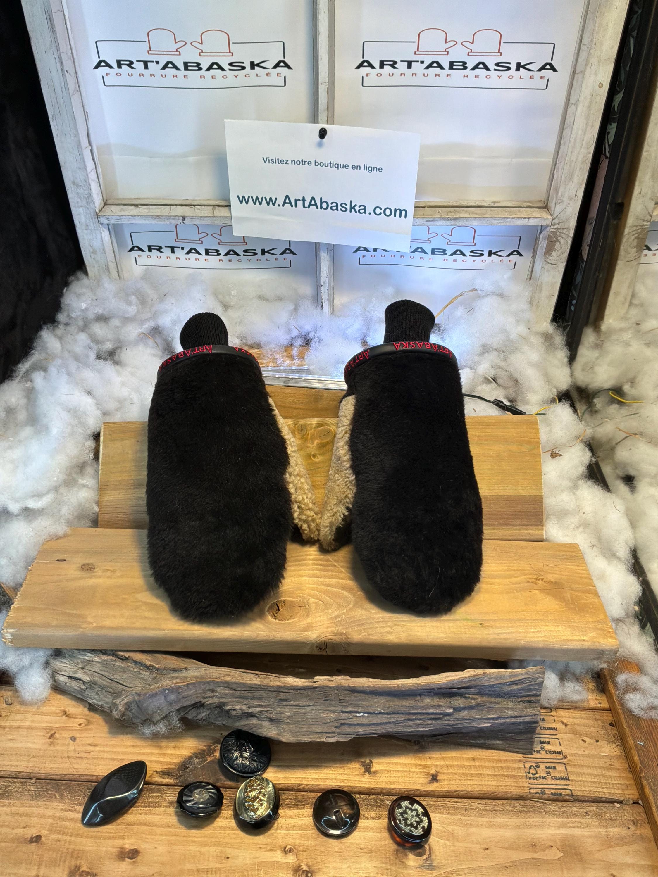 Mitaines de ville X-Large Anette en fourrure recyclée – Faites à la main au Québec – Légères, élégantes, confort urbain – ArtAbaska