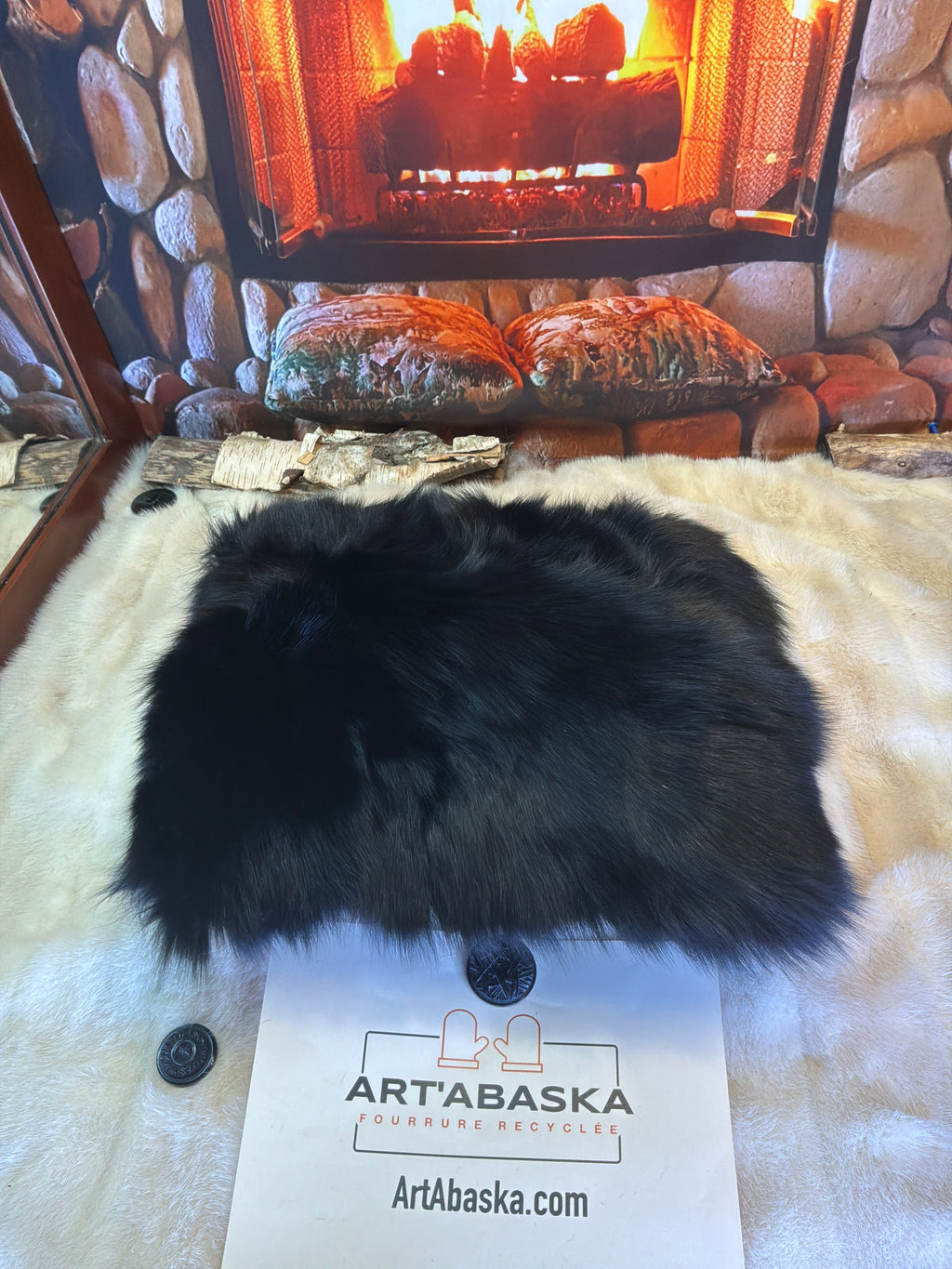 Coussin décoratif Gilberte en fourrure recyclée de Renard