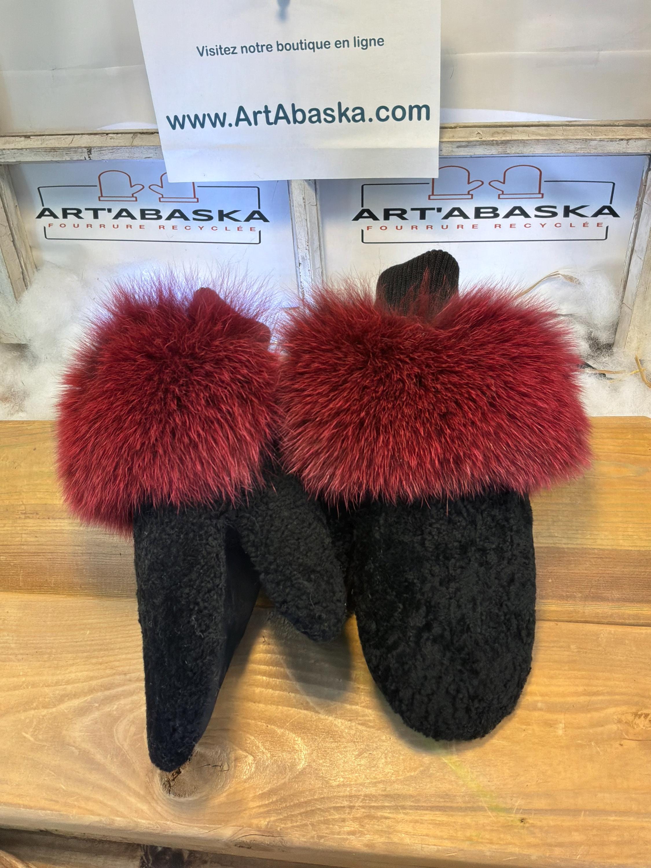 Mitaines de ville Medium Catherine en fourrure recyclée – Faites à la main au Québec – Légères, élégantes, confort urbain – ArtAbaska