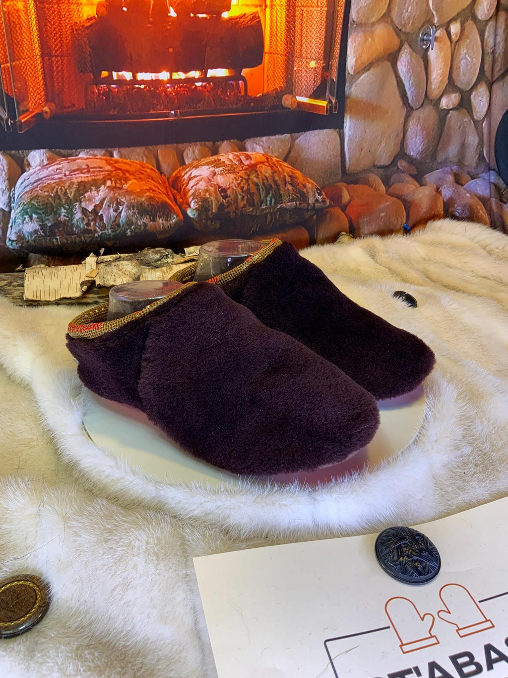 Slipper Mariette – pointure 8 femme – Sherling italien & cuir recyclé, pièce unique faite à la main au Québec