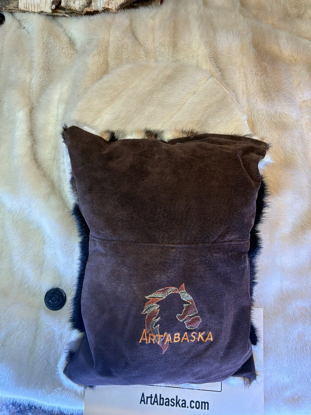 Coussin décoratif Jeannine en fourrure recyclée en Vison