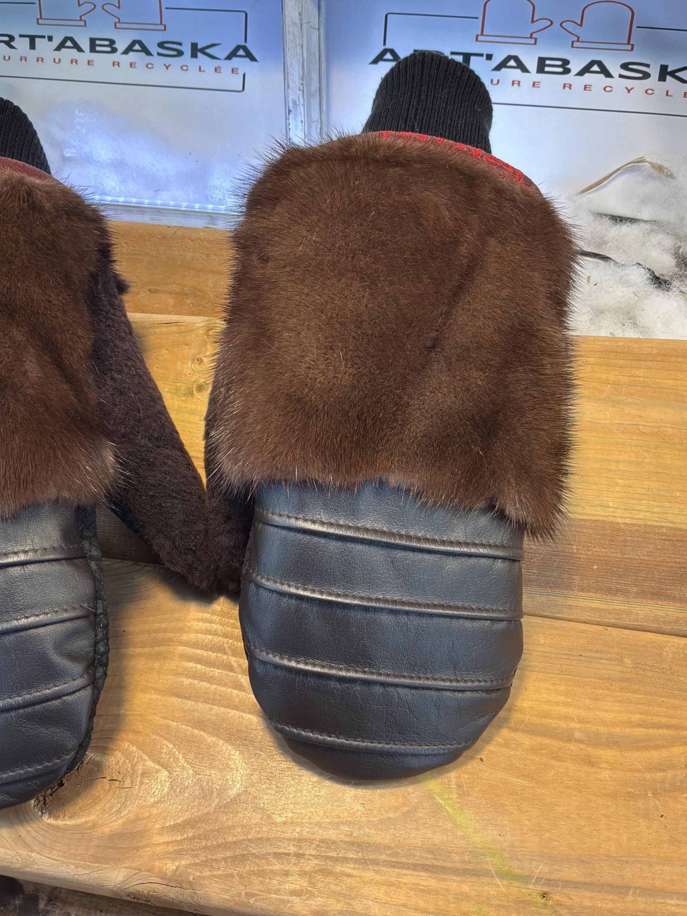 Mitaines de ville X-Large Alice en fourrure recyclée – Faites à la main au Québec – Légères, élégantes, confort urbain – ArtAbaska