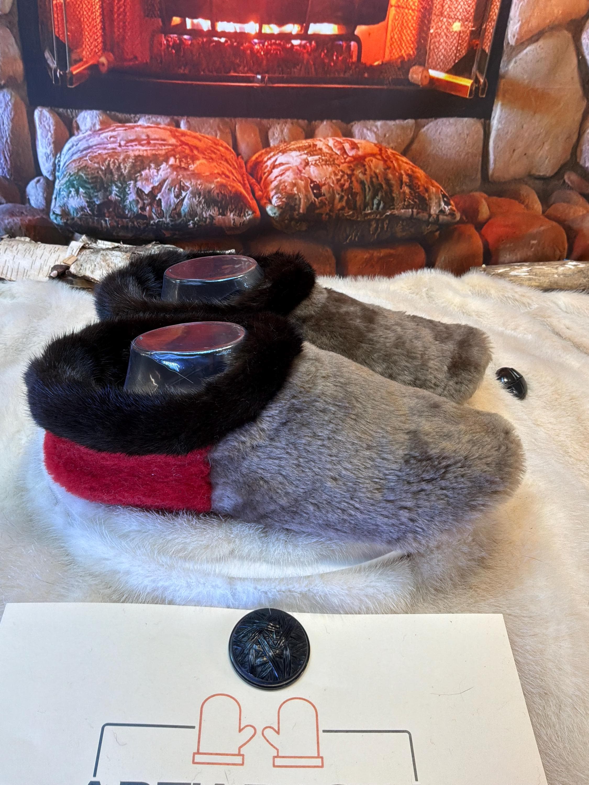 Slipper Luce pointure 9 Homme / 11 Femme– Sherling italien & cuir recyclé, pièce unique faite à la main au Québec