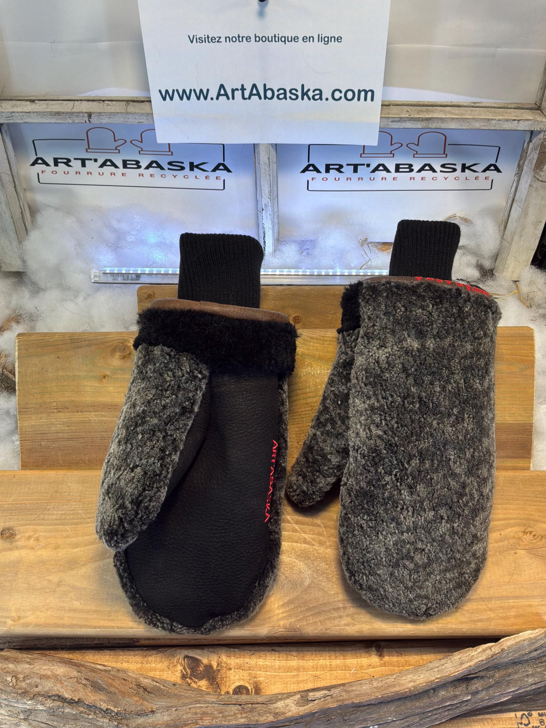 Mitaines de ville X-Large Jeannette en fourrure recyclée – Faites à la main au Québec – Légères, élégantes, confort urbain – ArtAbaska