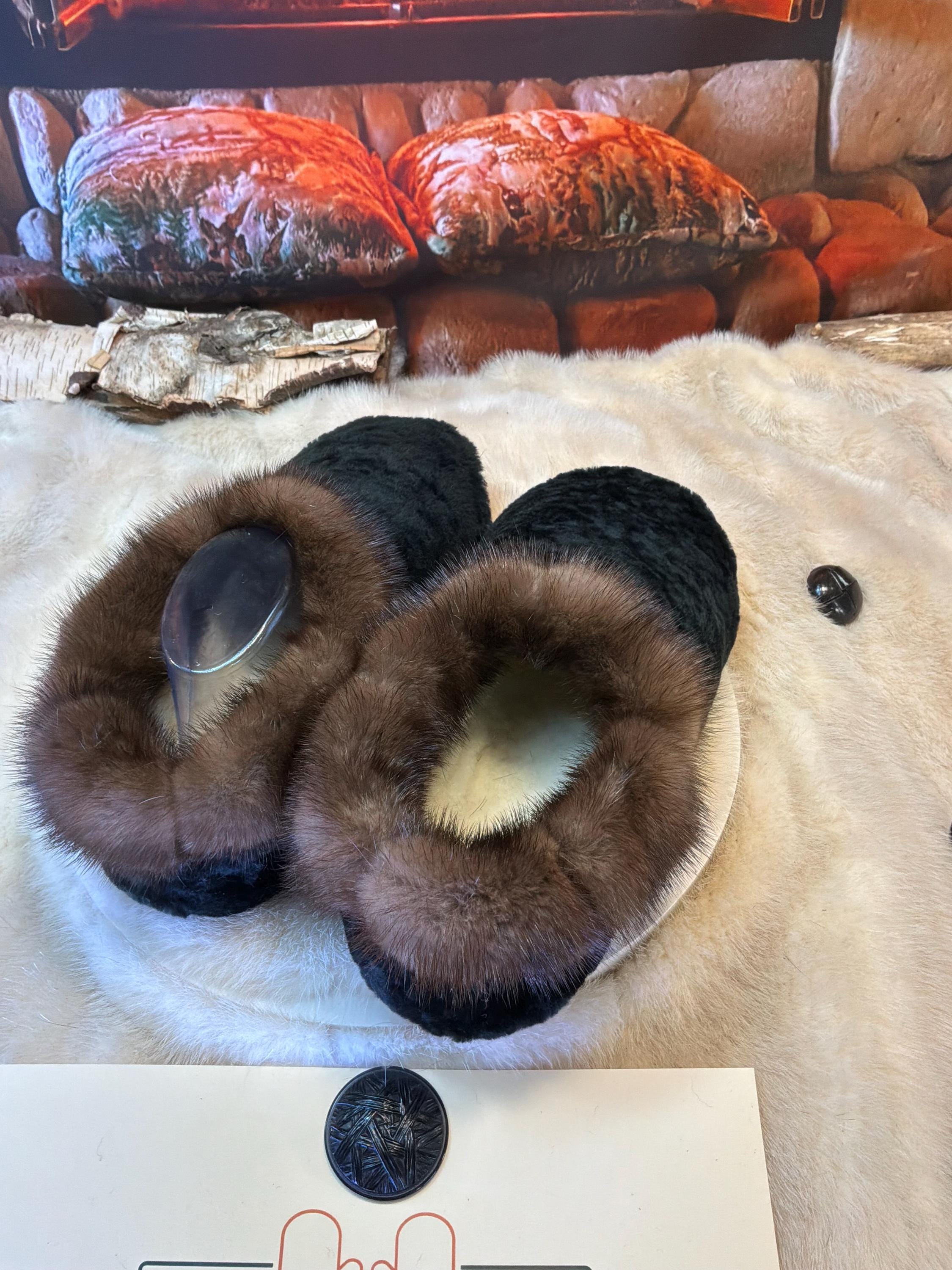 Slipper Clara pointure 9 Homme / 11 femme– Sherling italien & cuir recyclé, pièce unique faite à la main au Québec