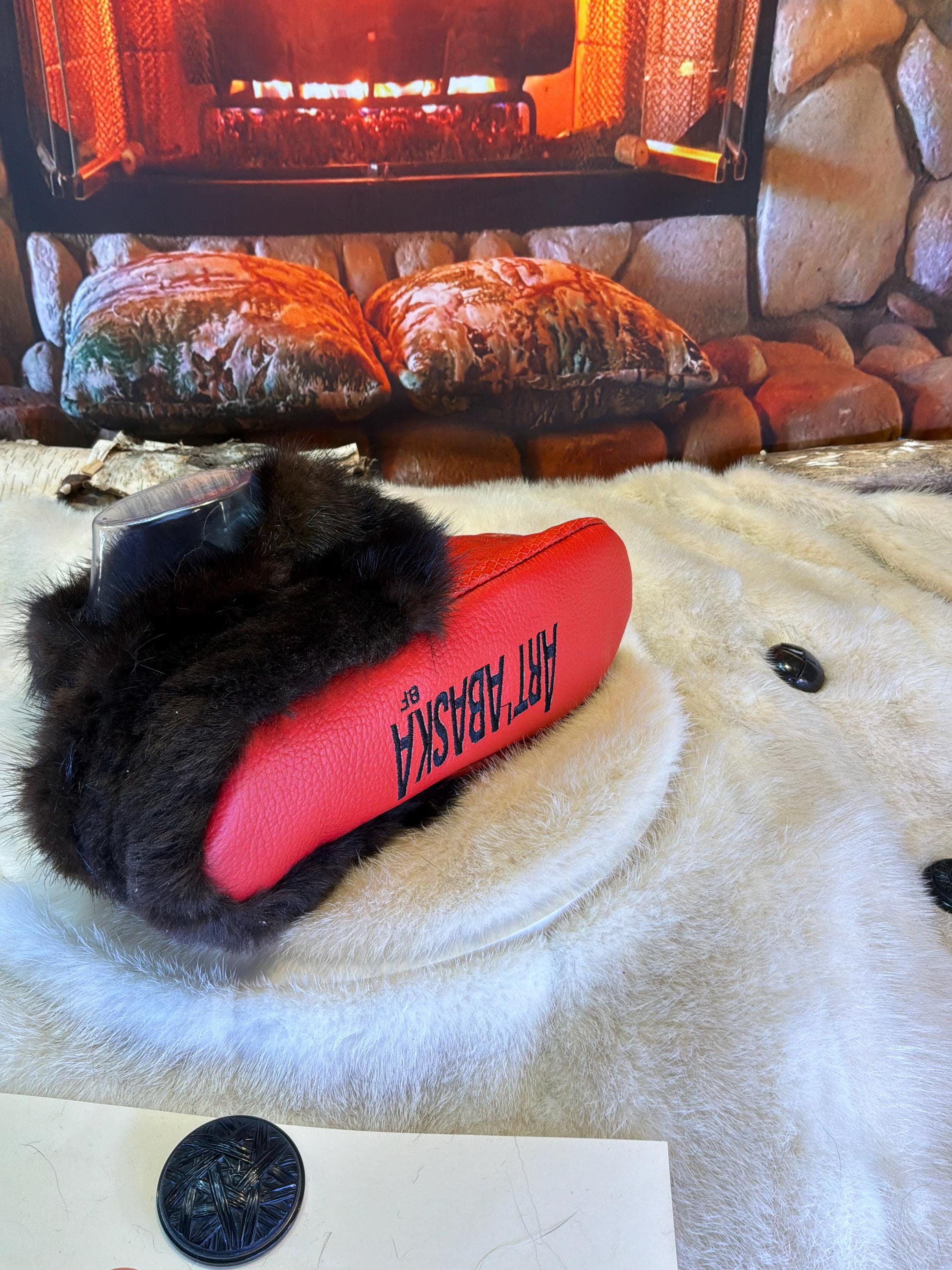 Slipper Mado pointure 9 femme – Sherling italien & cuir recyclé, pièce unique faite à la main au Québec