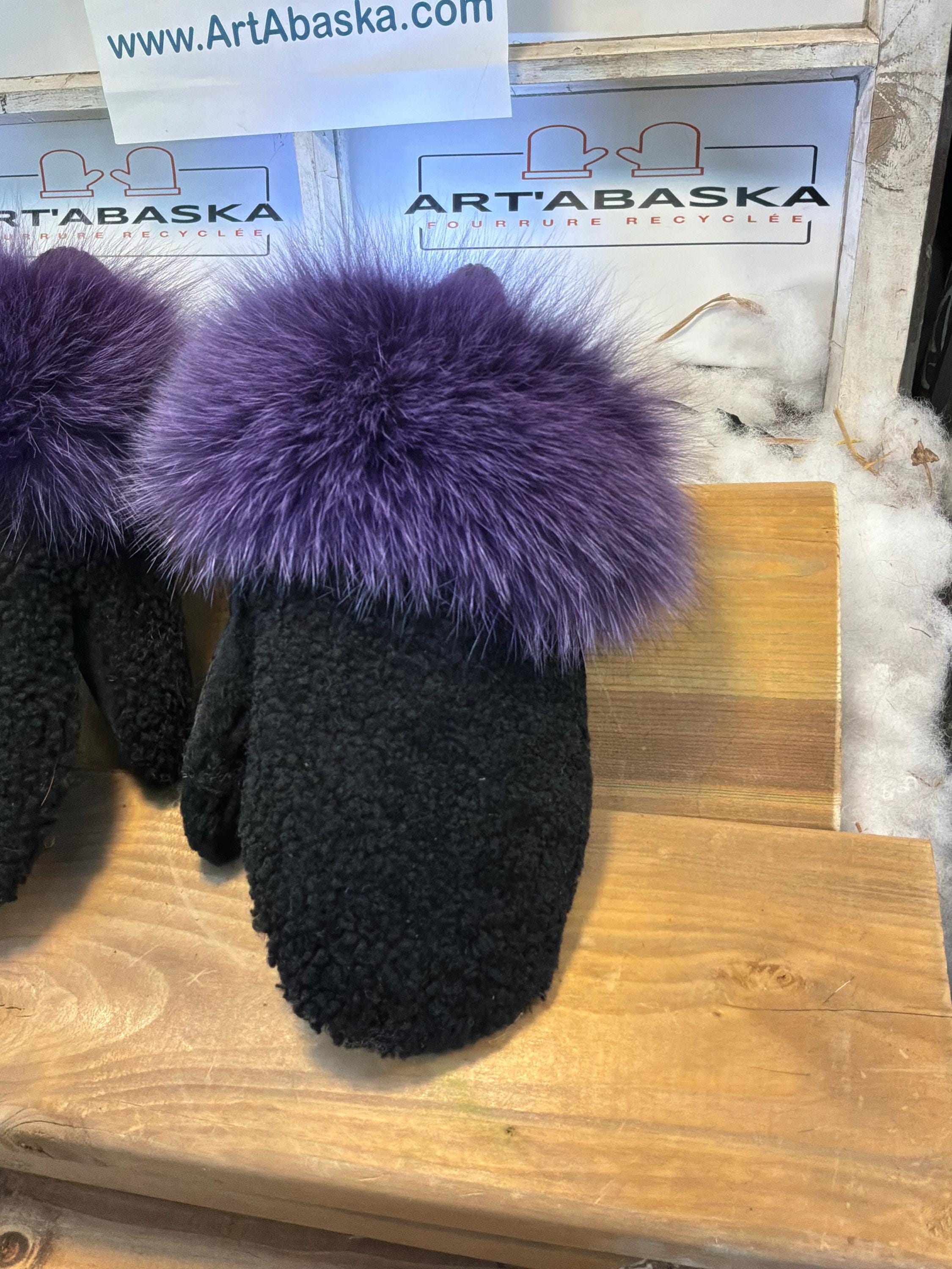 Mitaines de ville Medium Raymonde en fourrure recyclée – Faites à la main au Québec – Légères, élégantes, confort urbain – ArtAbaska