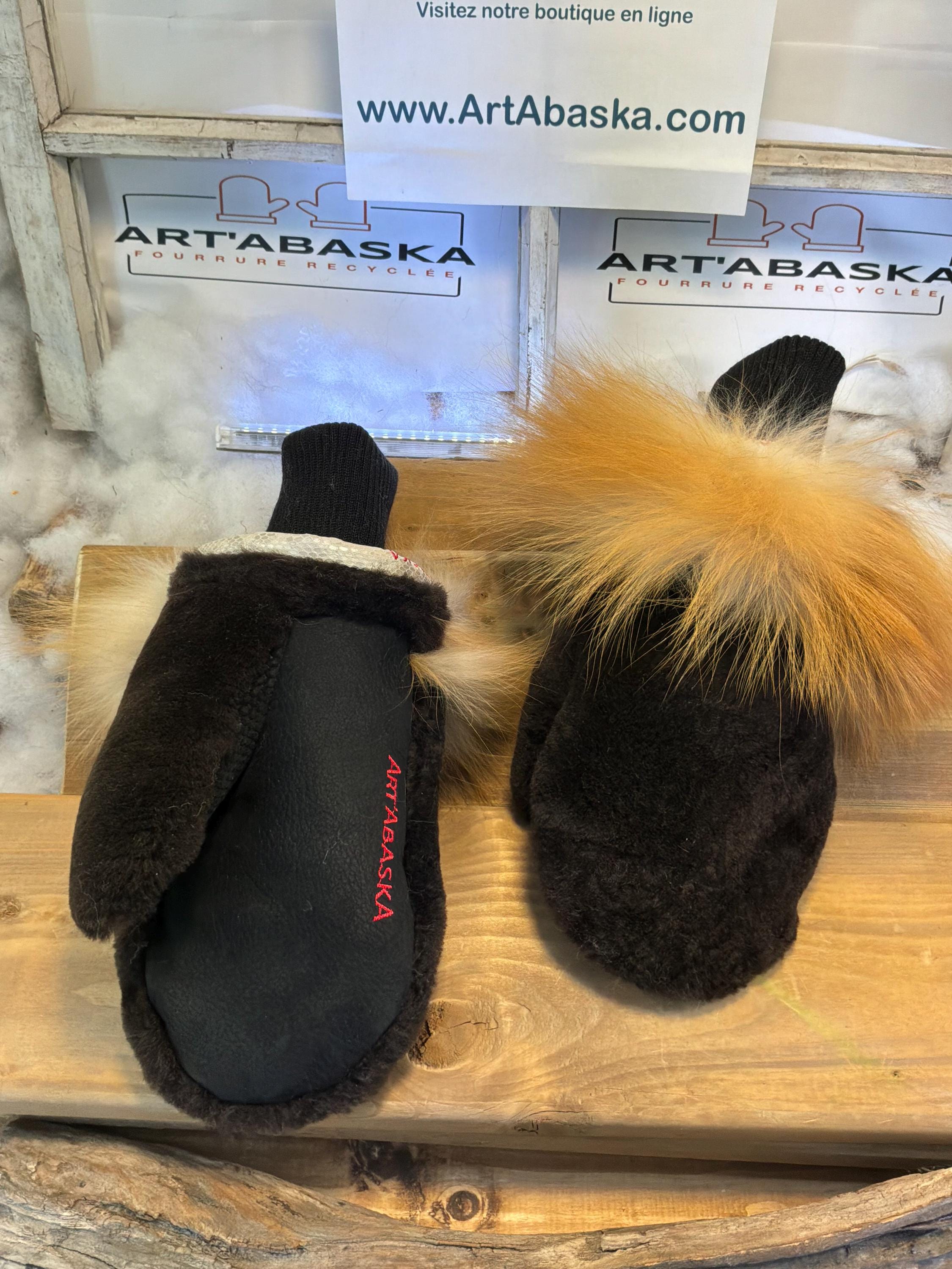 Mitaines de ville Medium Véronique en fourrure recyclée – Faites à la main au Québec – Légères, élégantes, confort urbain – ArtAbaska