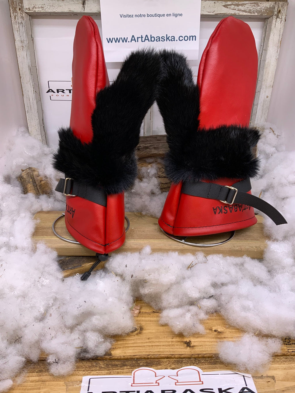Mitaines Les Yvonne – édition cuir, taille X-Large, faites à la main au Québec ❤️🖤