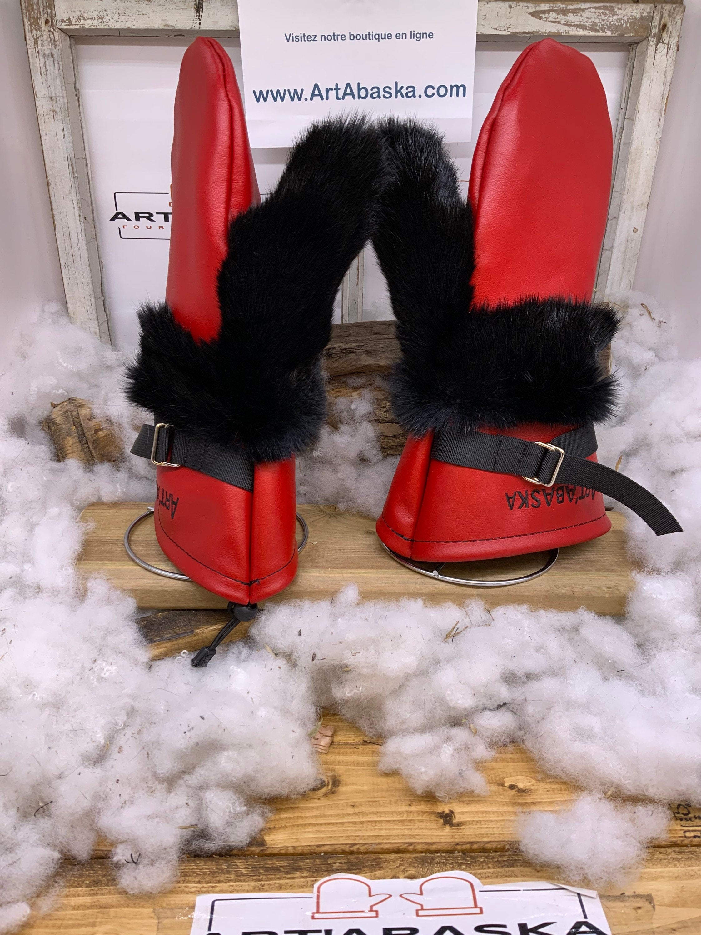 Mitaines Les Yvonne – édition cuir, taille X-Large, faites à la main au Québec ❤️🖤