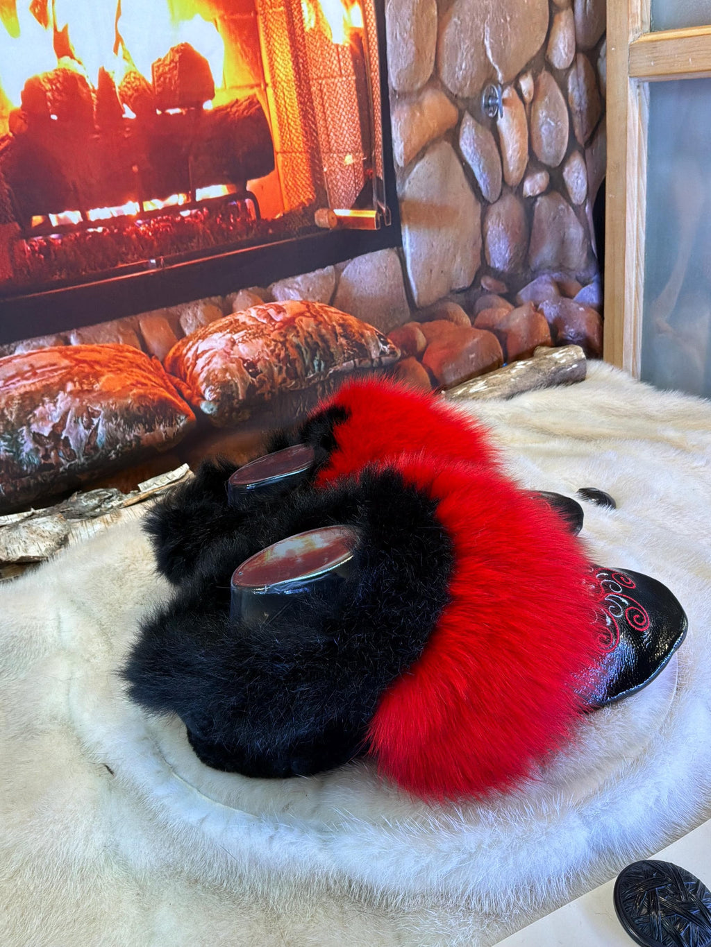 Slipper Lisette pointure 8 femme – Sherling italien & cuir recyclé, pièce unique faite à la main au Québec