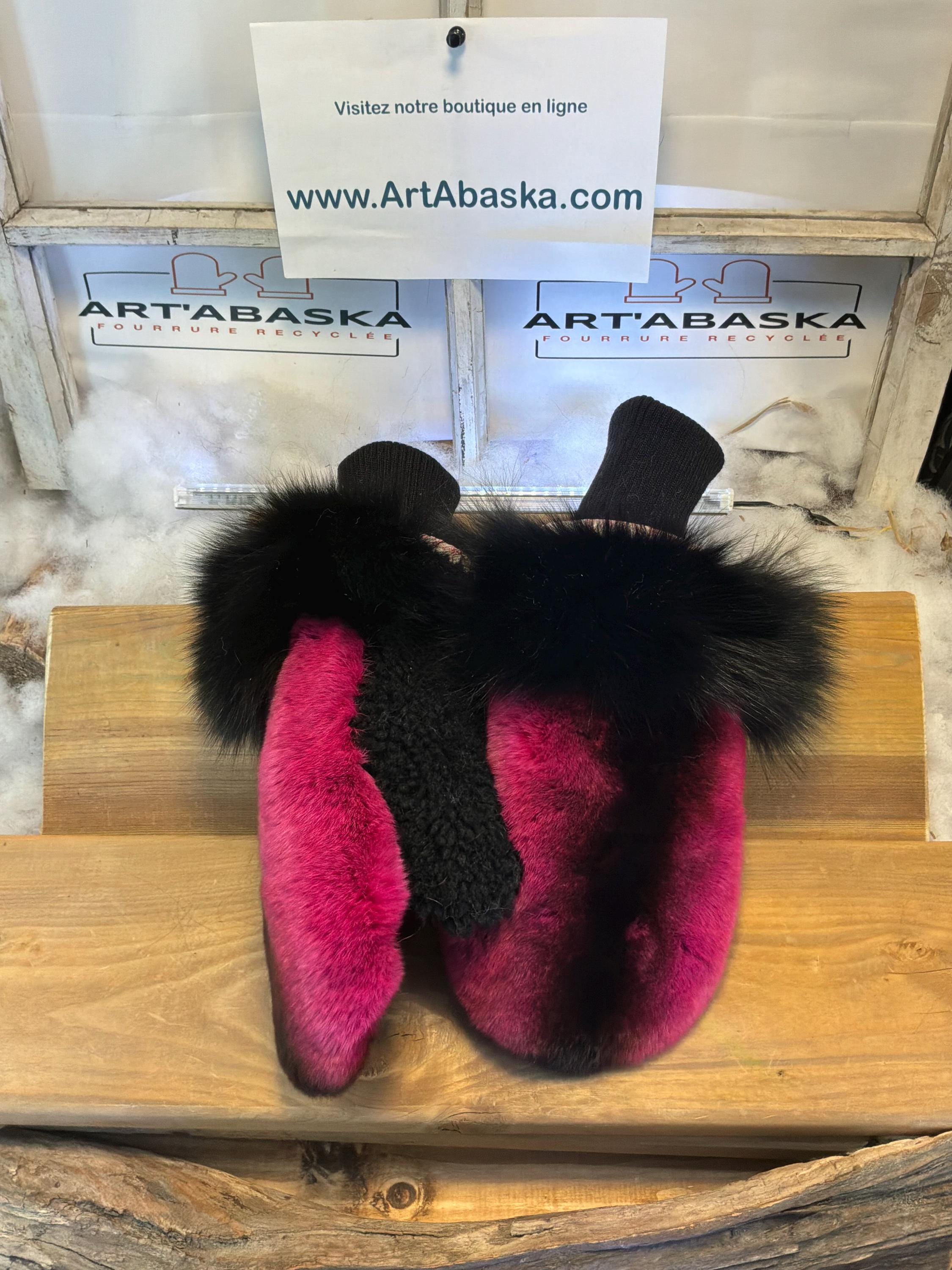 Mitaines de ville Medium Véronique en fourrure recyclée – Faites à la main au Québec – Légères, élégantes, confort urbain – ArtAbaska