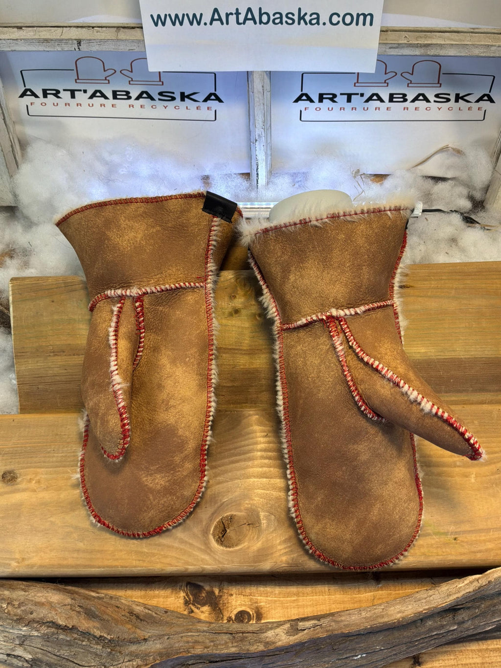 Mitaines intérieures sherling mouton italien 12 mm ArtAbaska fait à la main Québec
