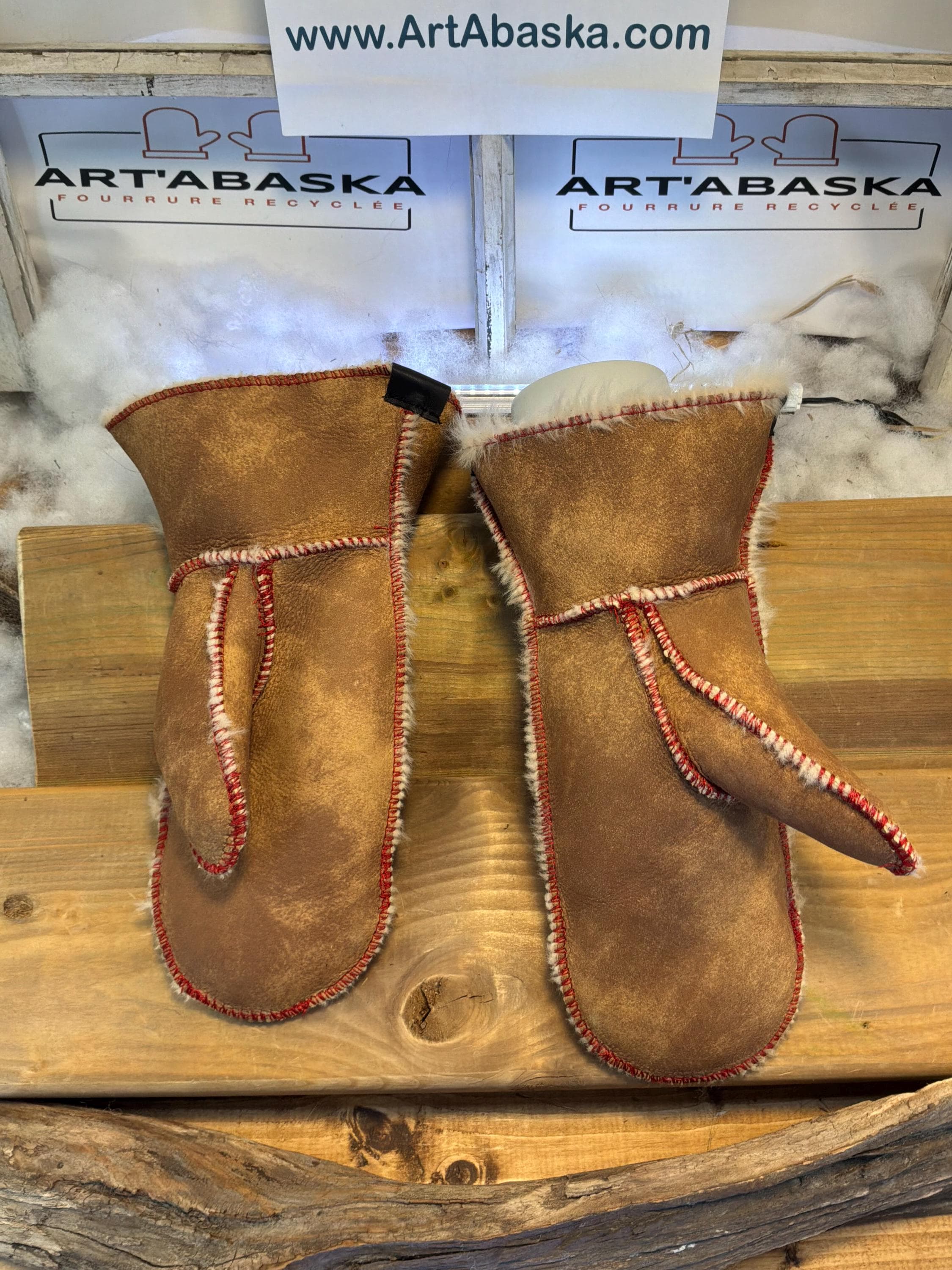 Mitaines intérieures sherling mouton italien 12 mm ArtAbaska fait à la main Québec