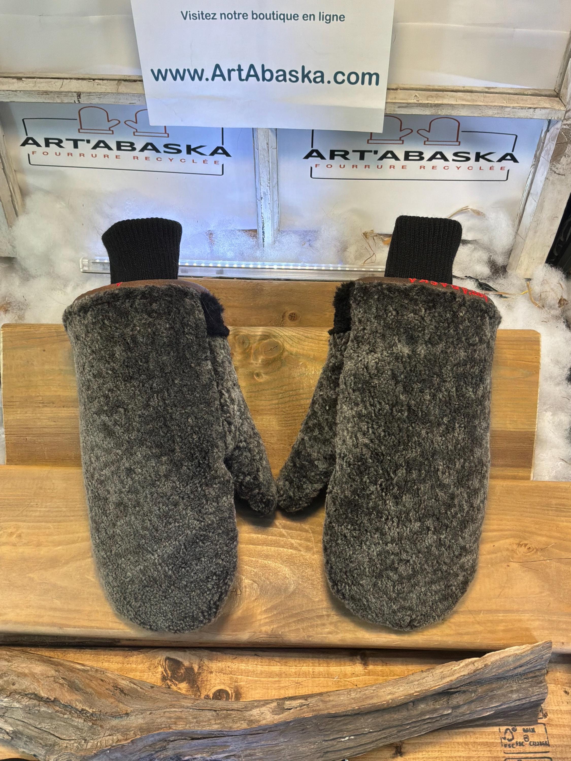 Mitaines de ville X-Large Jeannette en fourrure recyclée – Faites à la main au Québec – Légères, élégantes, confort urbain – ArtAbaska