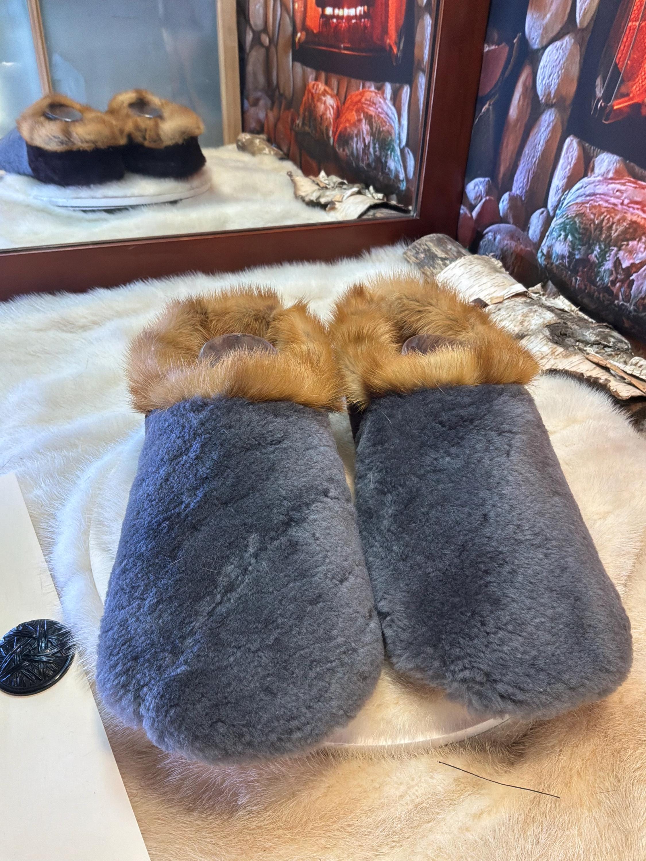 Slipper Eulalie pointure 10 Homme – Sherling italien & cuir recyclé, pièce unique faite à la main au Québec
