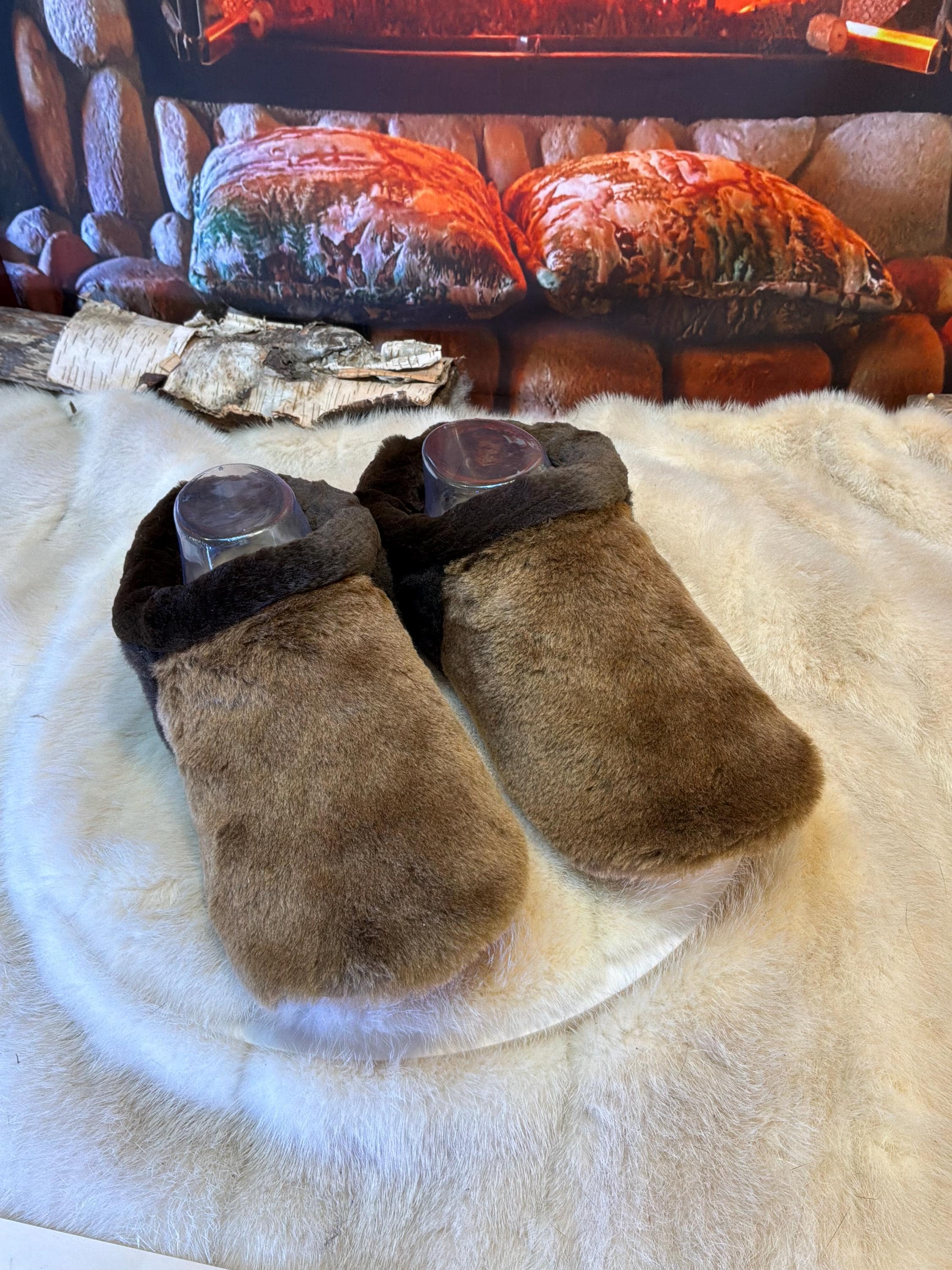 Slipper Jeanne-D’arc pointure 7 femme – Sherling italien & cuir recyclé, pièce unique faite à la main au Québec