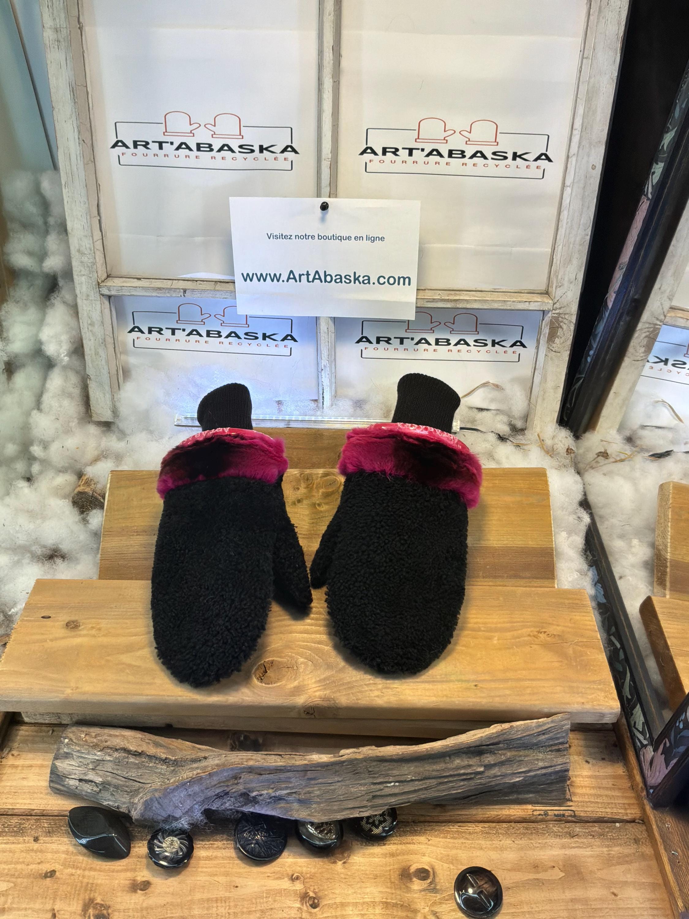 Mitaines de ville Medium Louise en fourrure recyclée – Faites à la main au Québec – Légères, élégantes, confort urbain – ArtAbaska