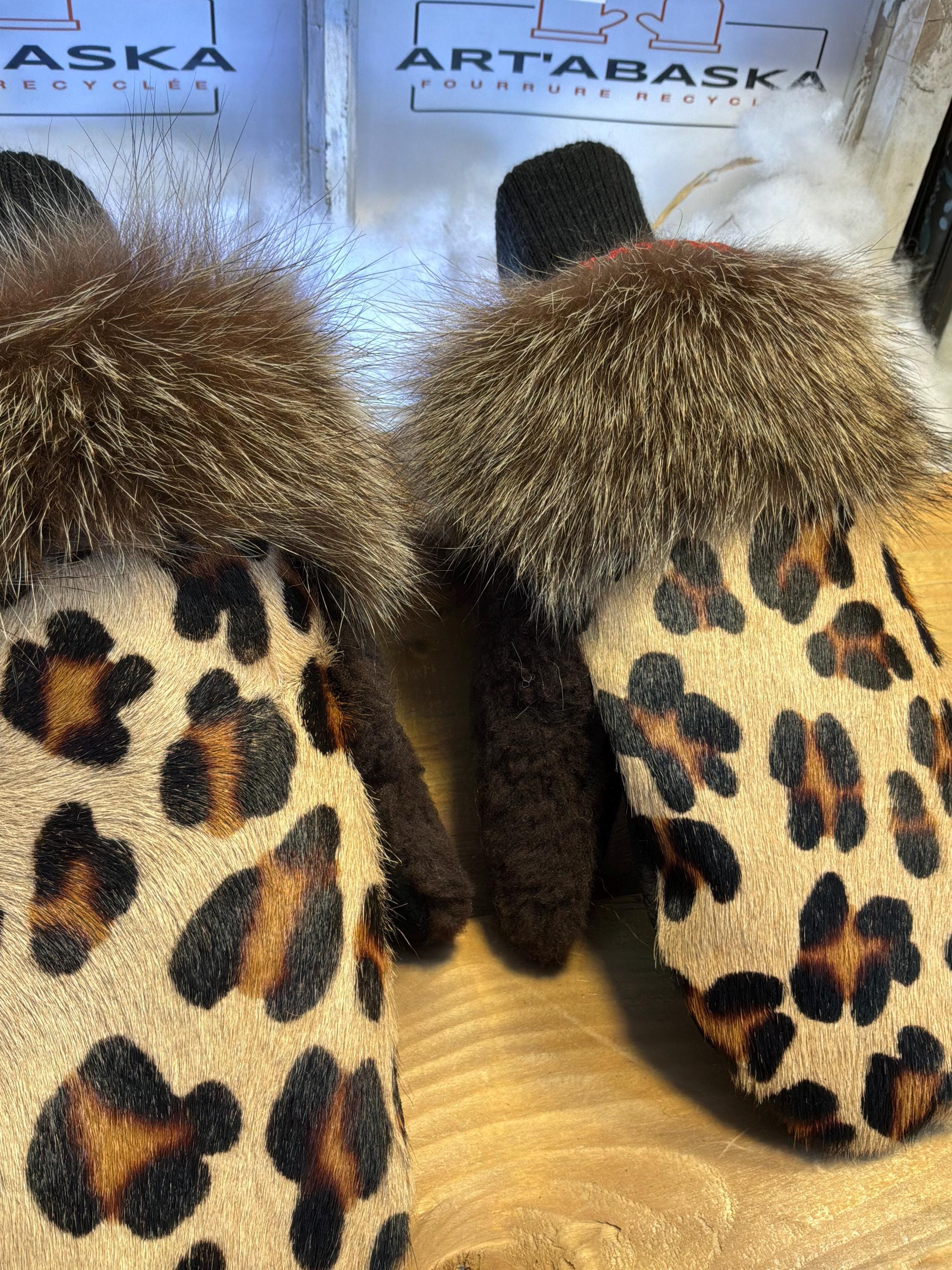 Mitaines de ville Large Armande en fourrure recyclée – Faites à la main au Québec – Légères, élégantes, confort urbain – ArtAbaska