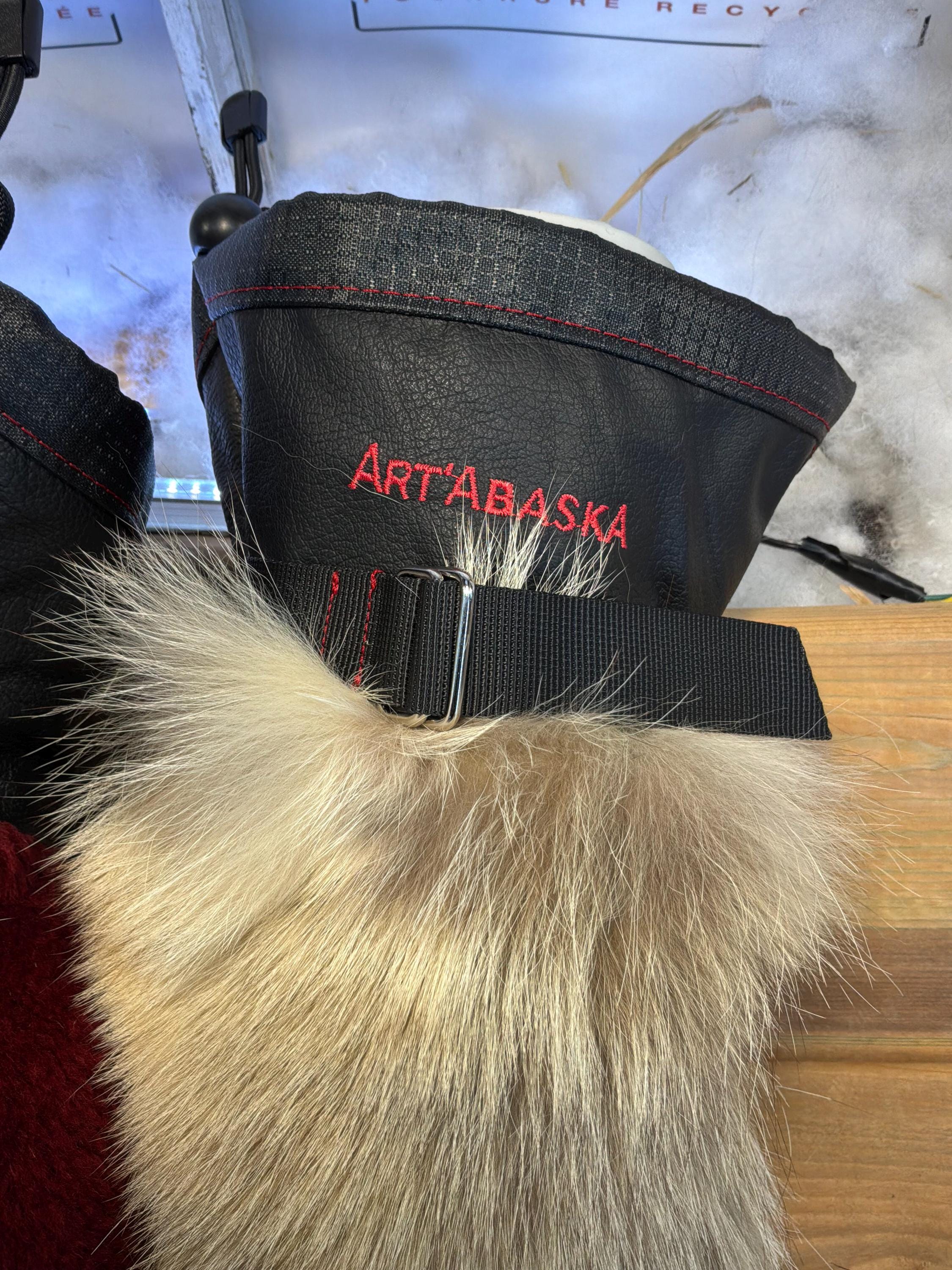 Mitaines Solange Small coyote recyclé manteau vintage avec pouce mouton rasé rouge vin et cuir italien noir, pièce  faite à la main Québec