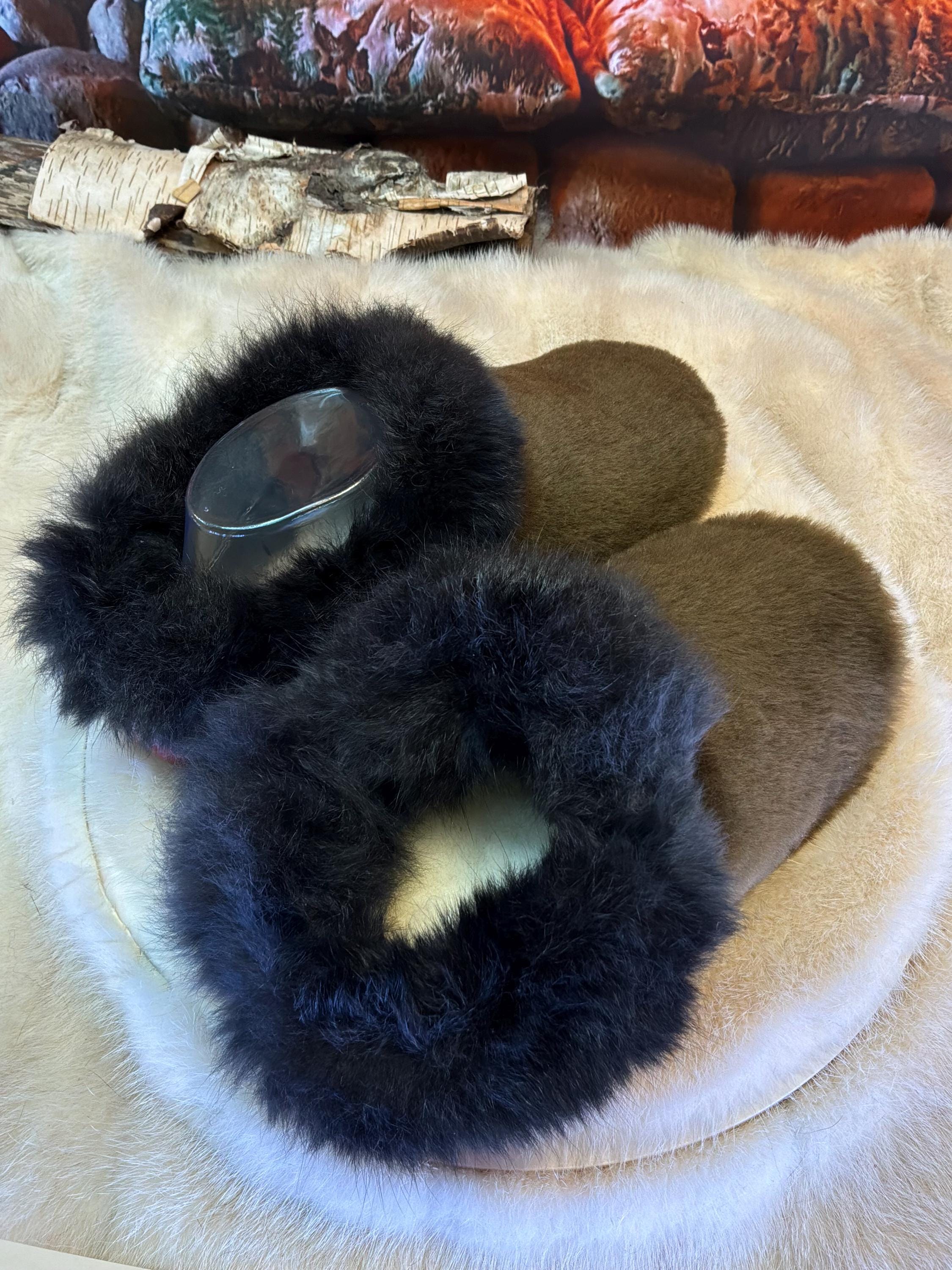 Slipper Berthe pointure 7 femme – Sherling italien & cuir recyclé, pièce unique faite à la main au Québec