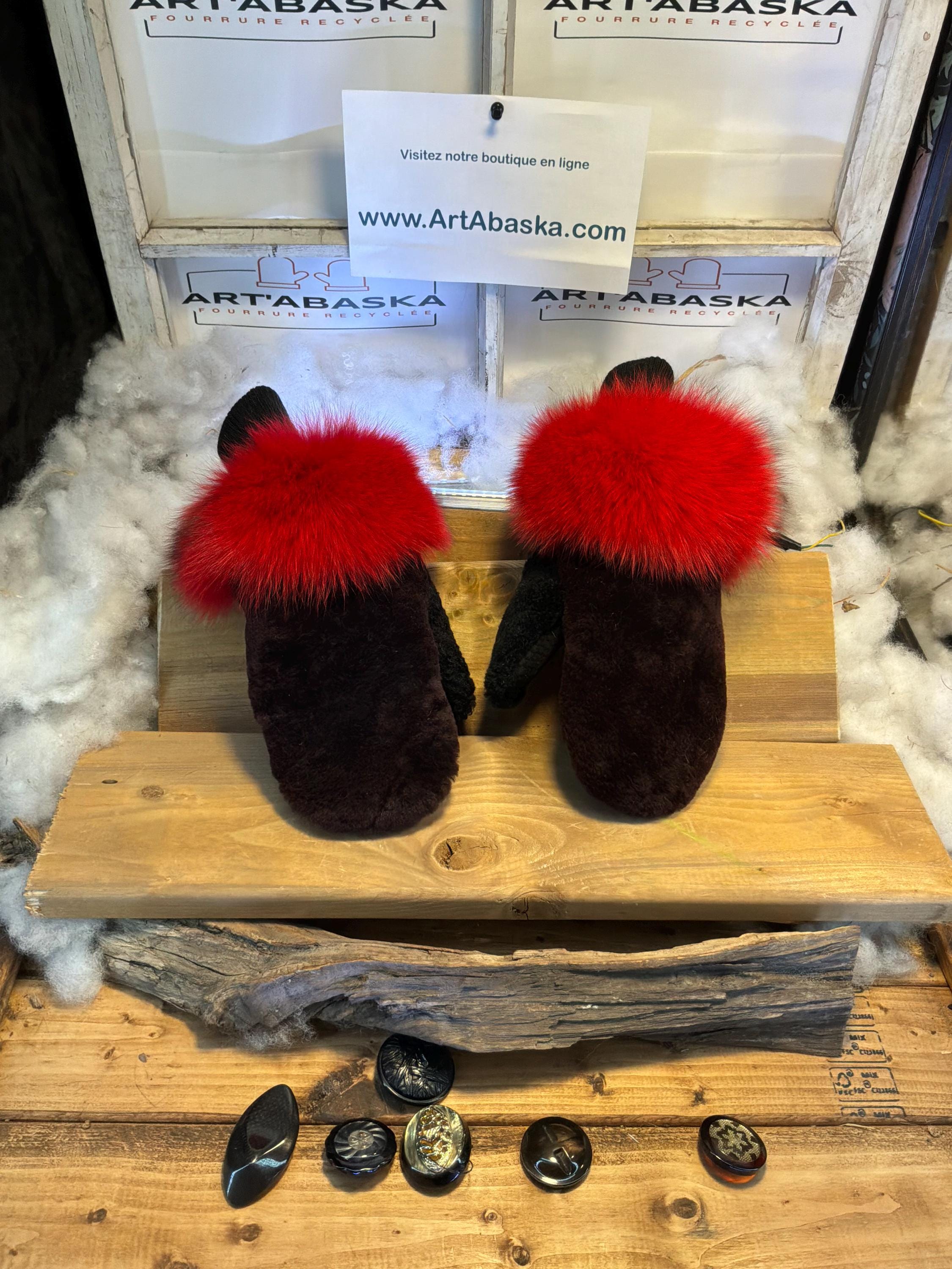 Mitaines de ville Large Rita en fourrure recyclée – Faites à la main au Québec – Légères, élégantes, confort urbain – ArtAbaska