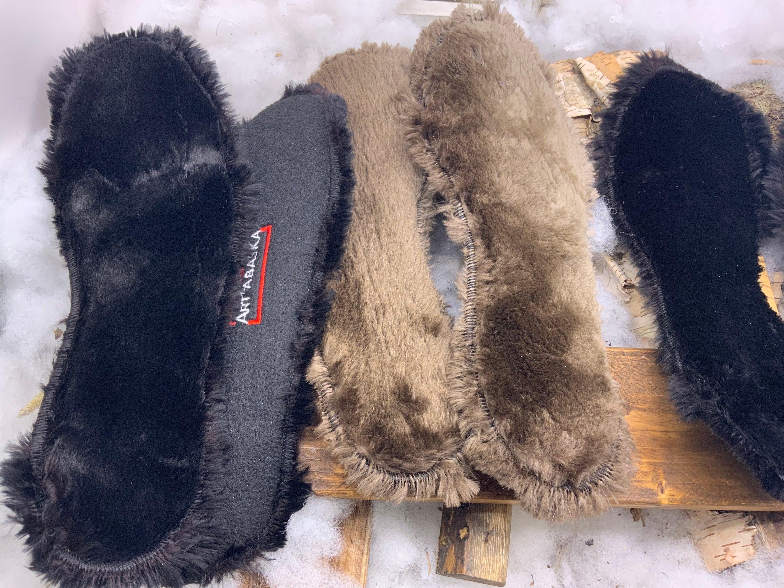 Semelles isolantes en feutre 6 mm et fourrure recyclée – Vendues par paire – Confort et chaleur – Art’Abaska – Pointures 5 à 13 Homme