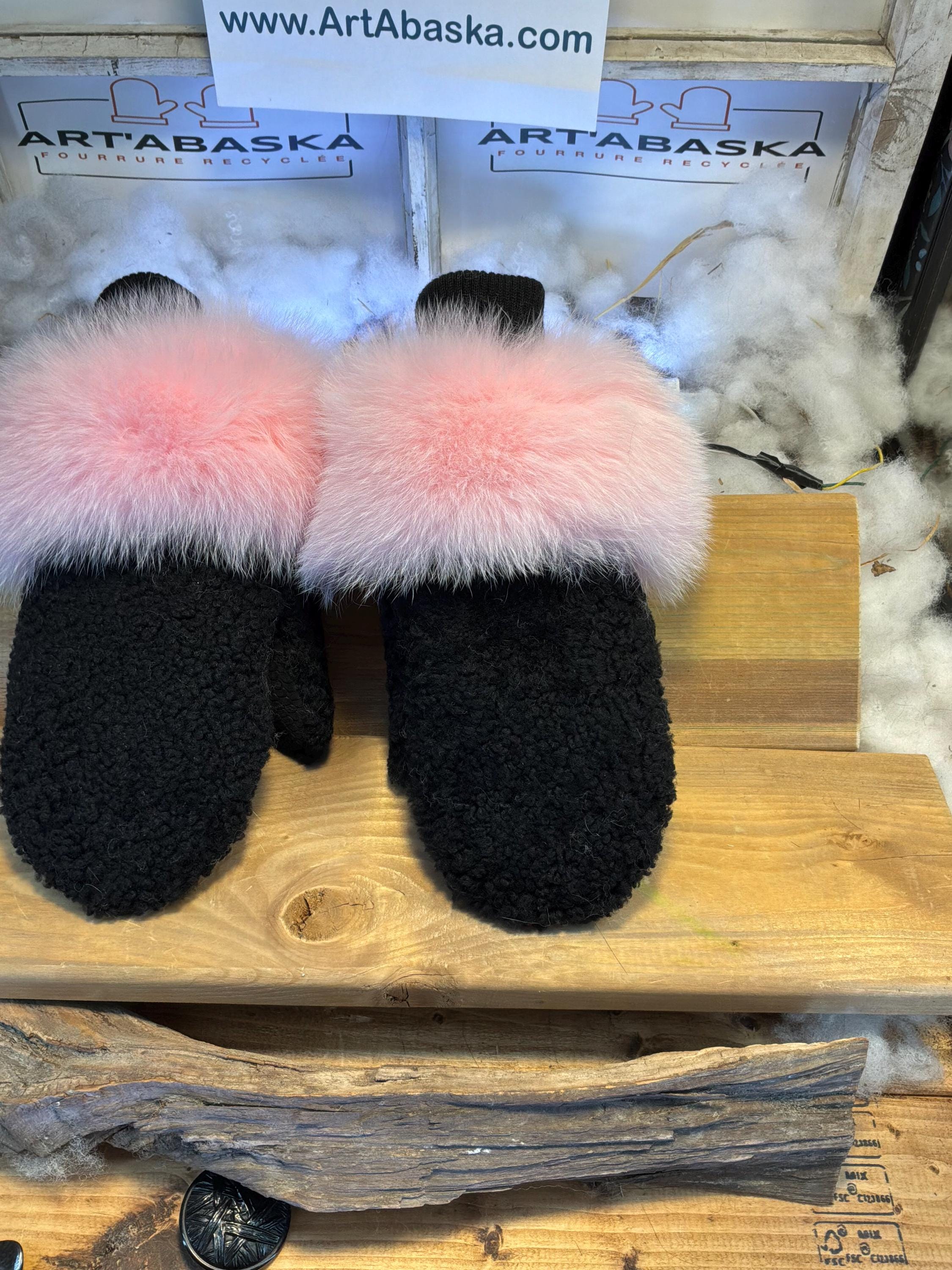 Mitaines de ville Large Colette en fourrure recyclée – Faites à la main au Québec – Légères, élégantes, confort urbain – ArtAbaska