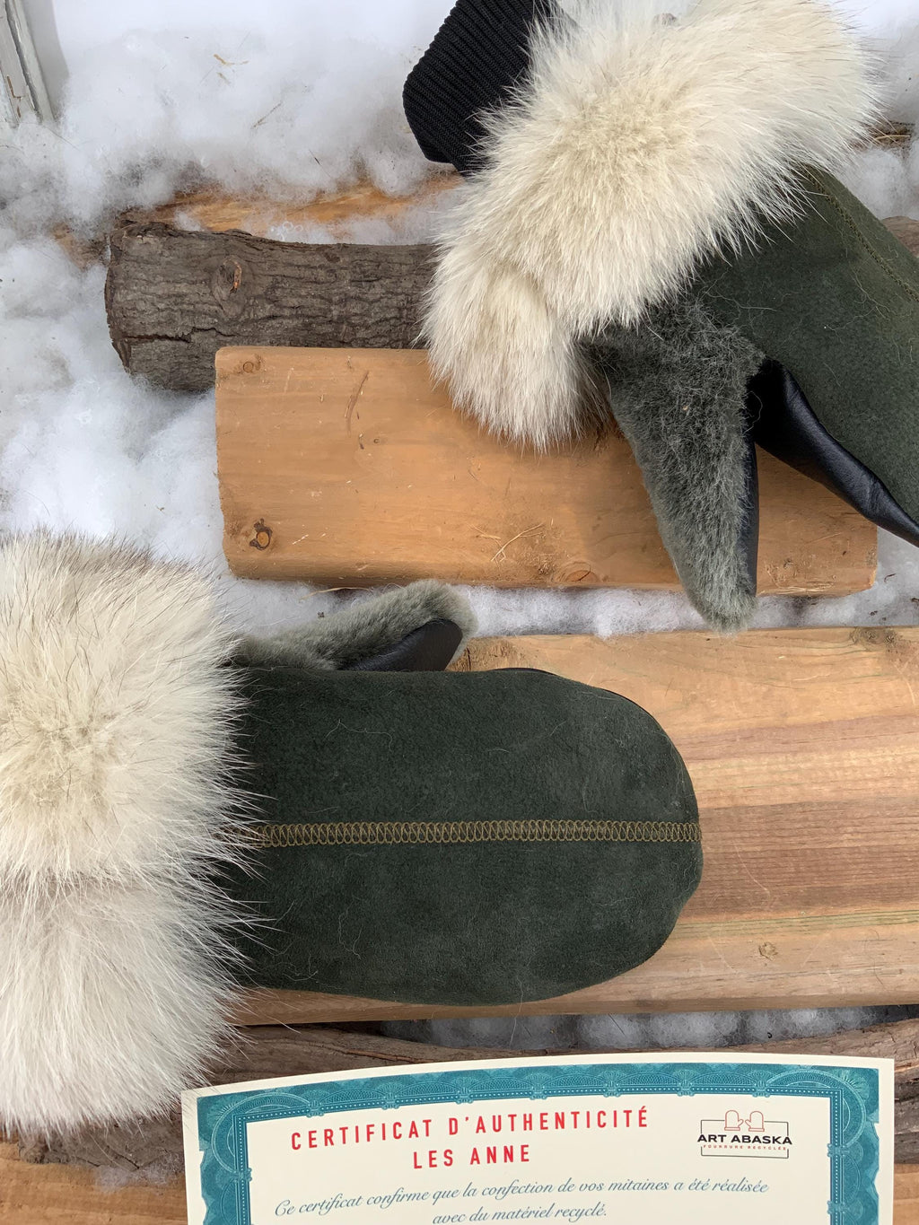 Mitaines de Ville en fourrure et cuir recyclés, Les Anne Grandeur Médium